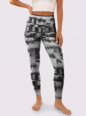 Ink Wash Checkered Leggings