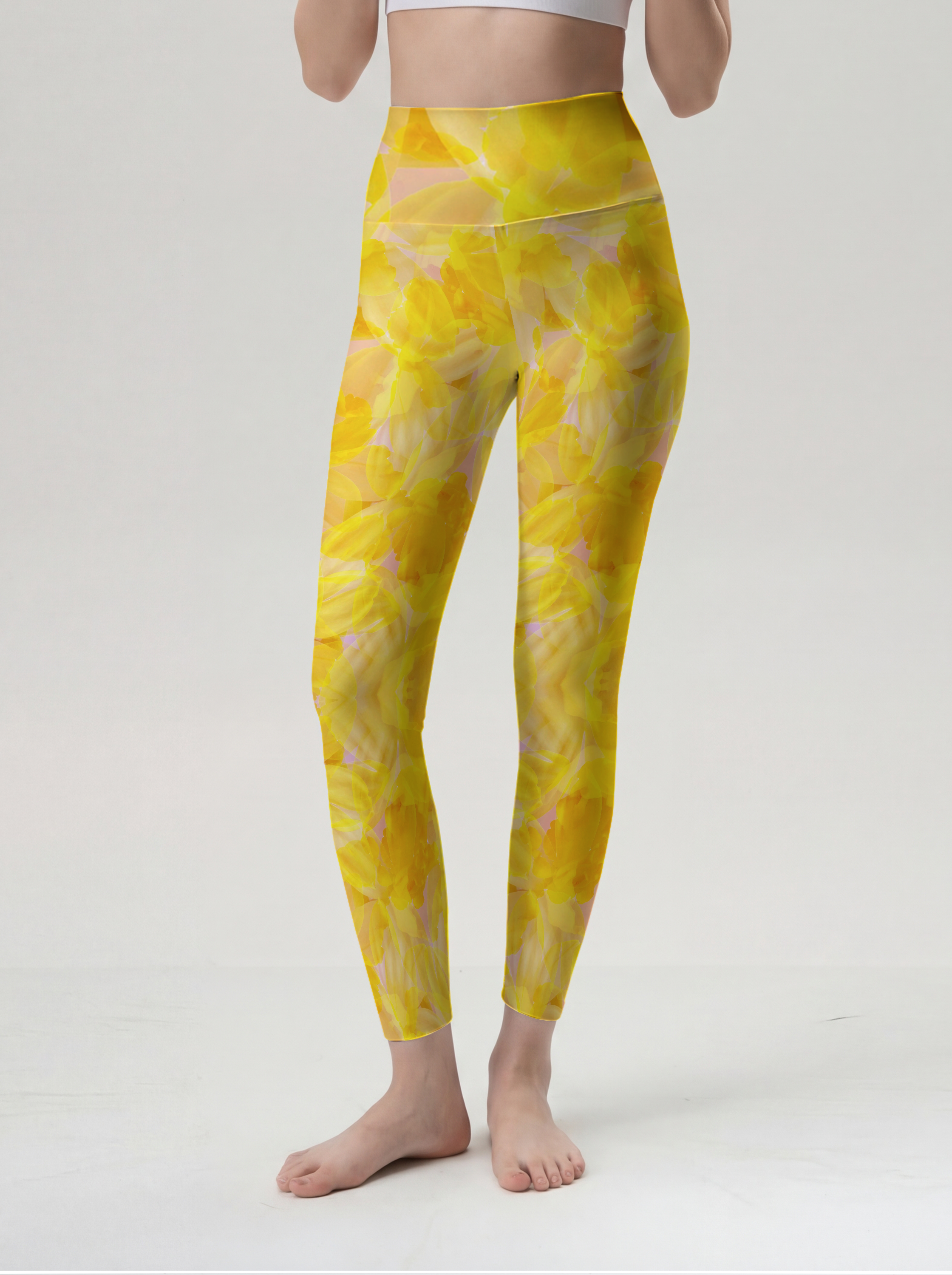 Golden Bloom High-Waist Yoga Leggings
