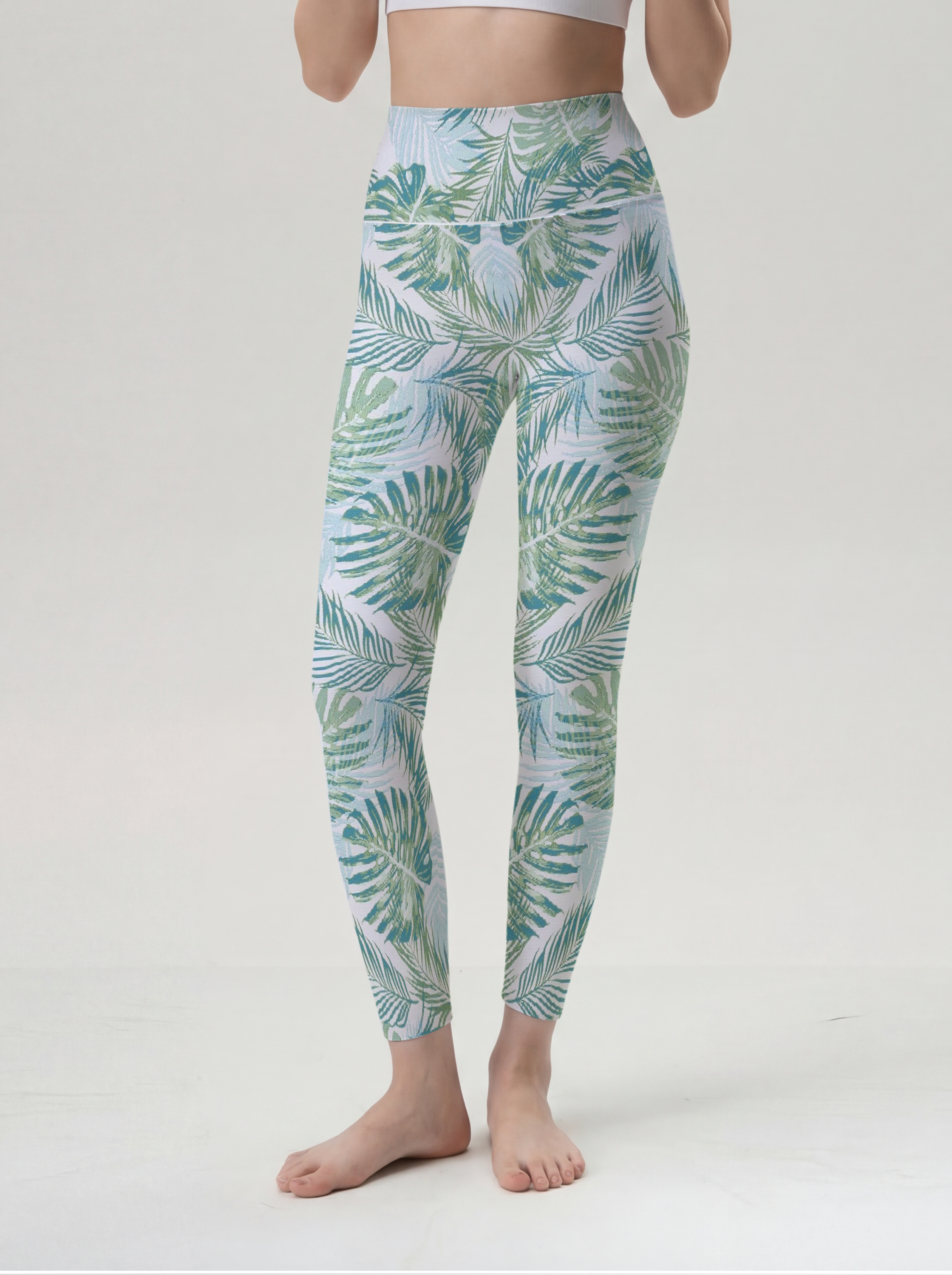 Tropical Palm High-Waist Yoga Leggings