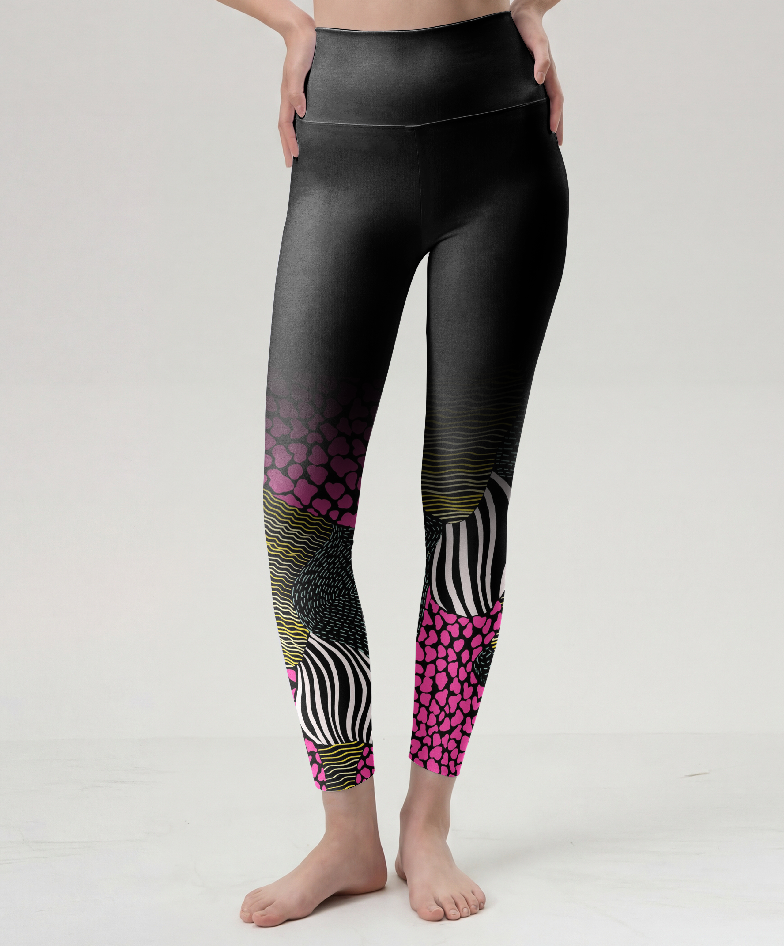 Edgy Patchwork High-Waist Yoga Leggings
