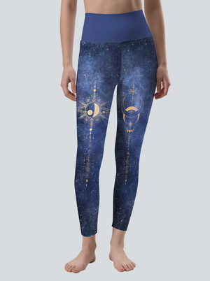 Celestial Moon Phase High-Waist Yoga Leggings
