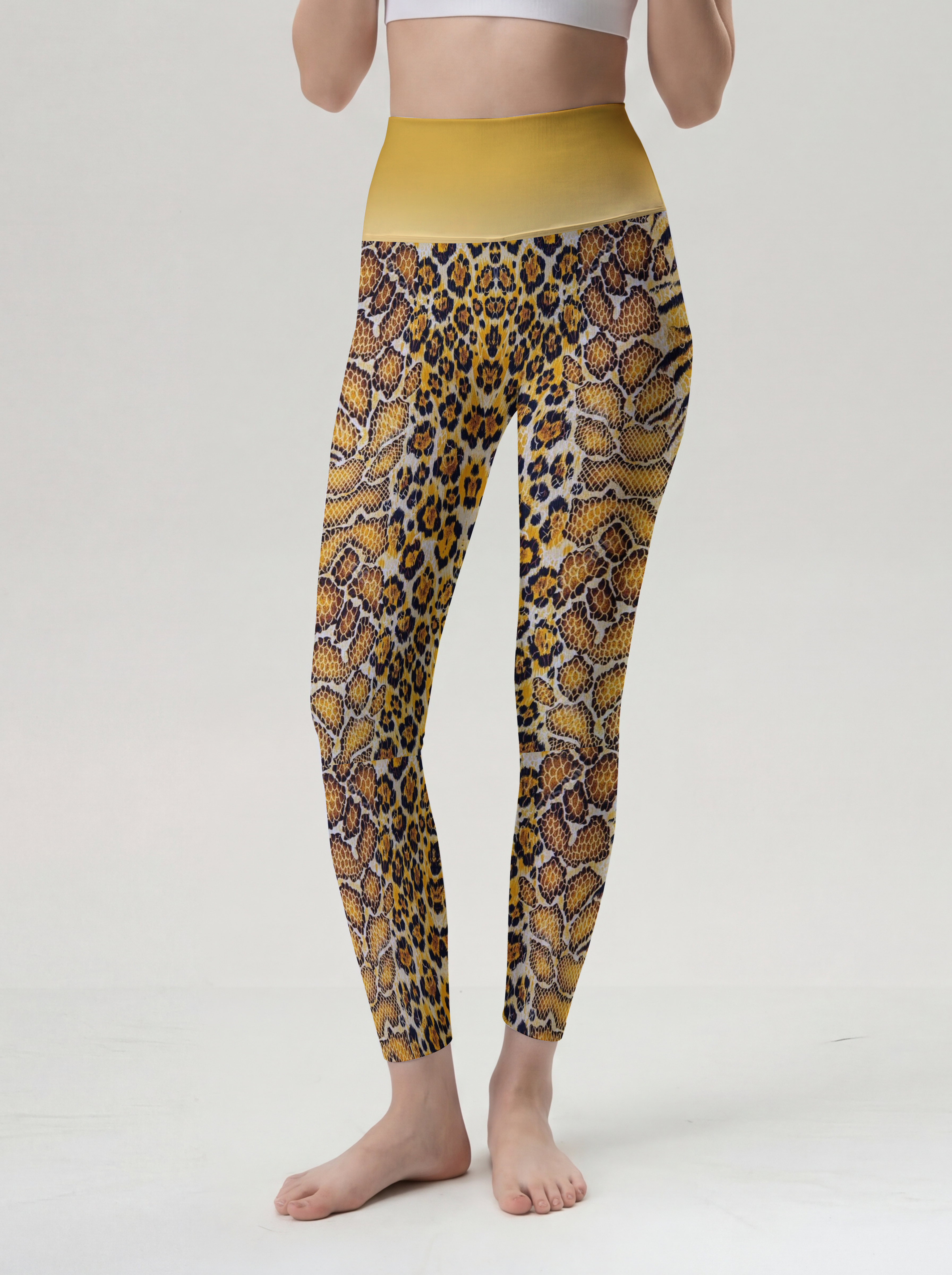 Golden Leopard High-Waist Yoga Leggings