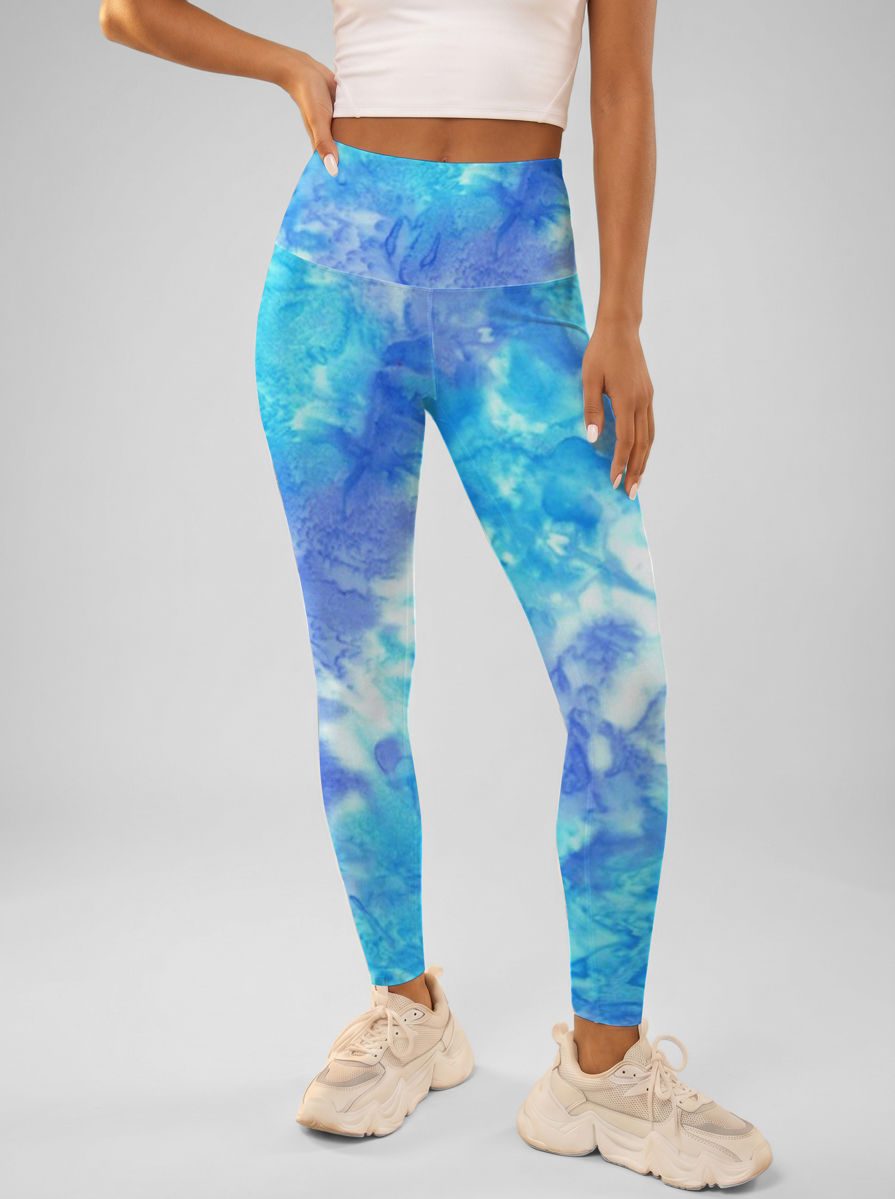 Glacial Watercolor Tie-Dye Leggings