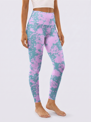 Pink & Blue Floral Gradient Leggings