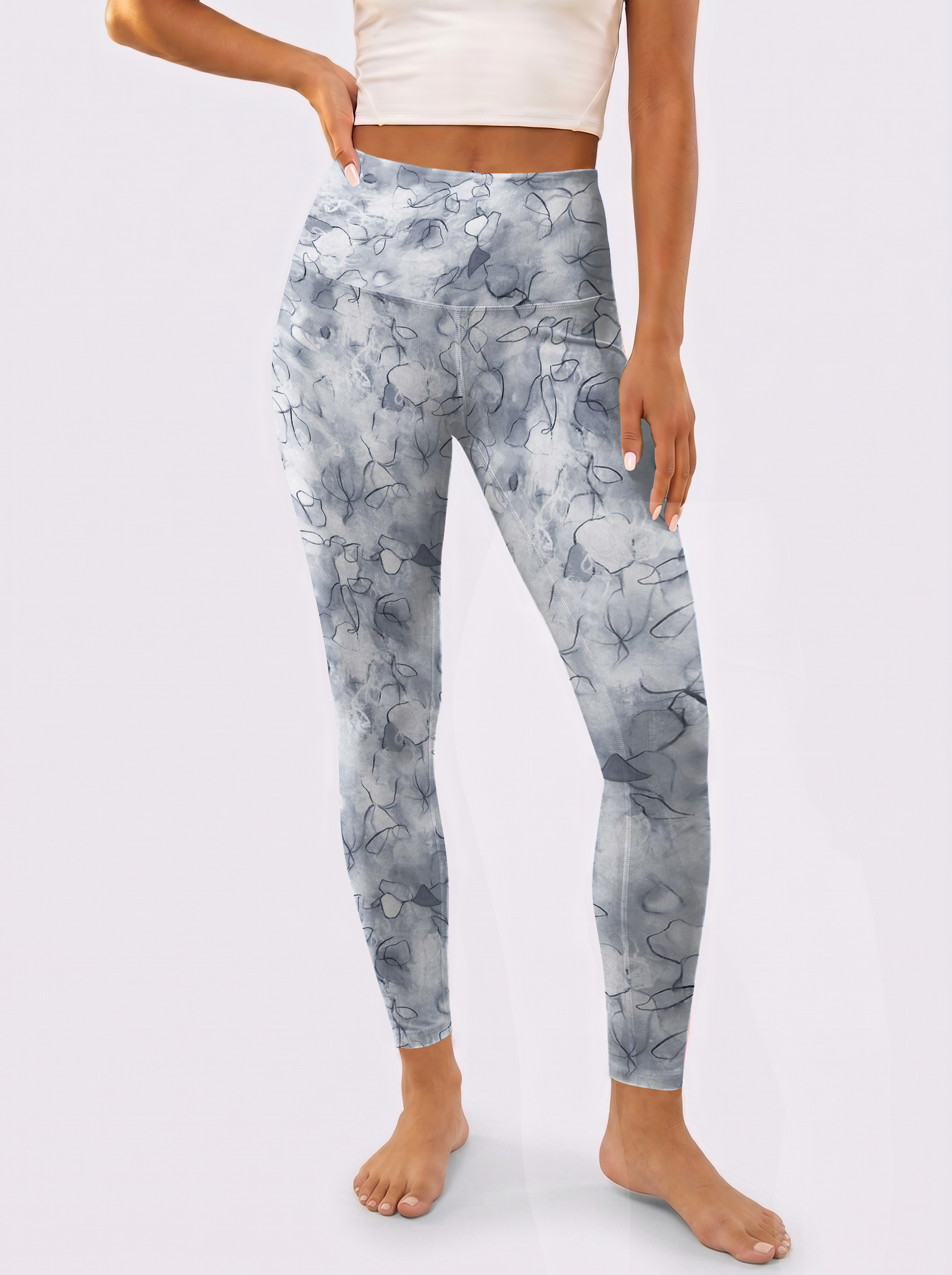 Grey Line Art Gradient Leggings