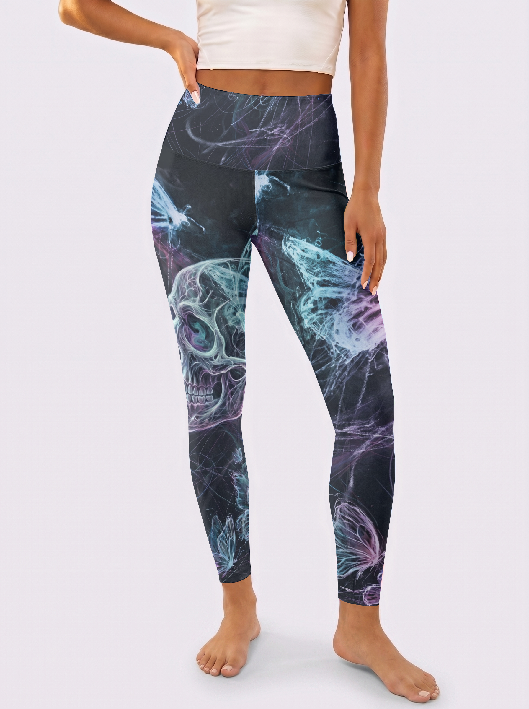 Black Pastel Butterfly Workout Leggings
