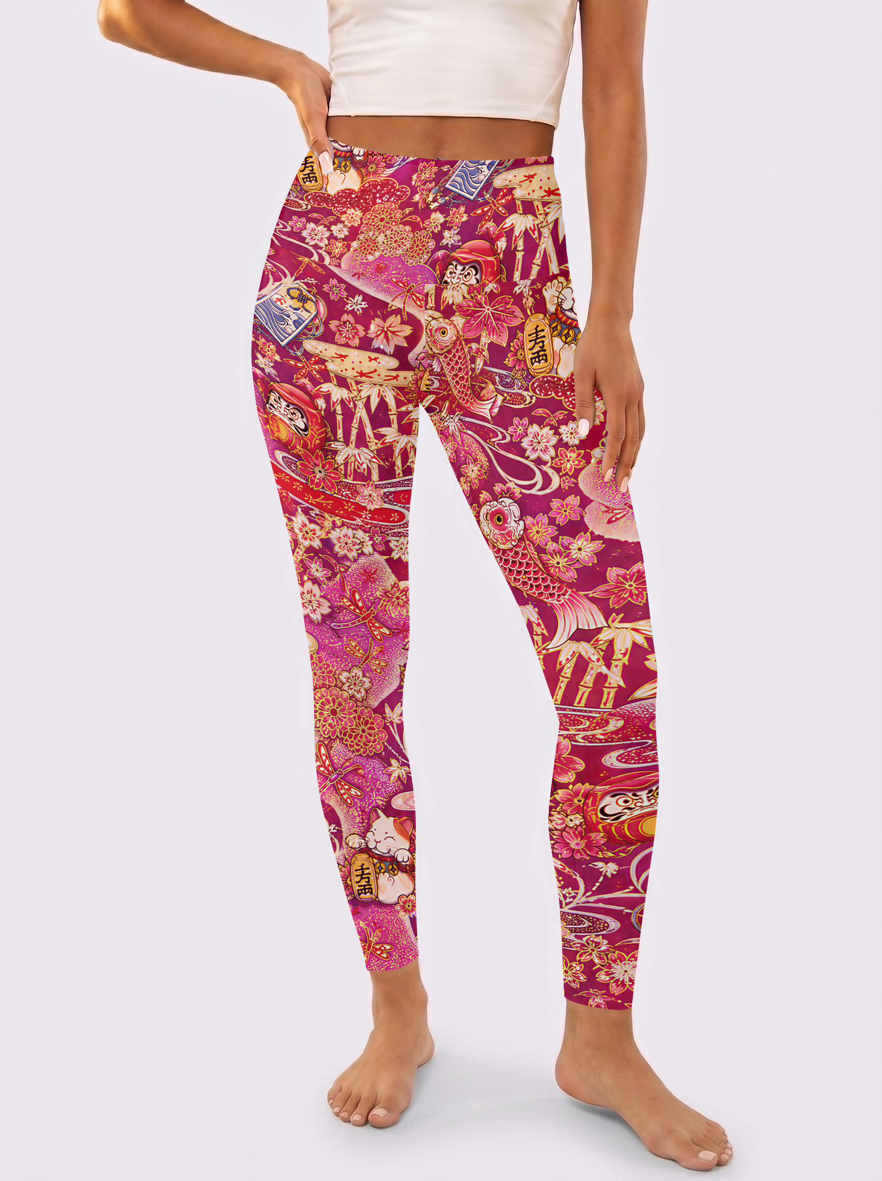 Magenta Base Cat Themed Workout Leggings