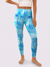 Blue Tropical Floral Leggings