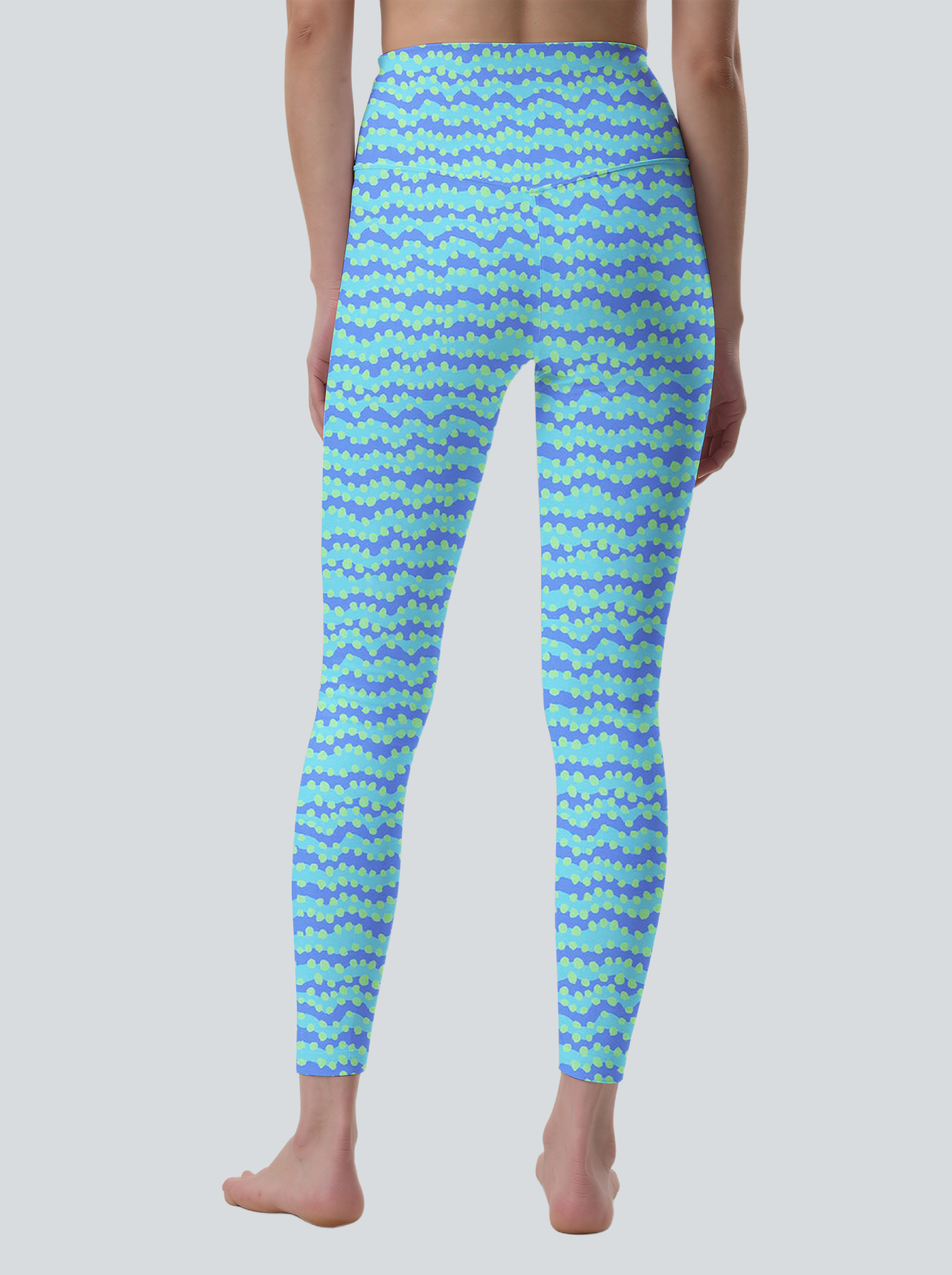 Neon Wave Dot High-Waist Yoga Leggings