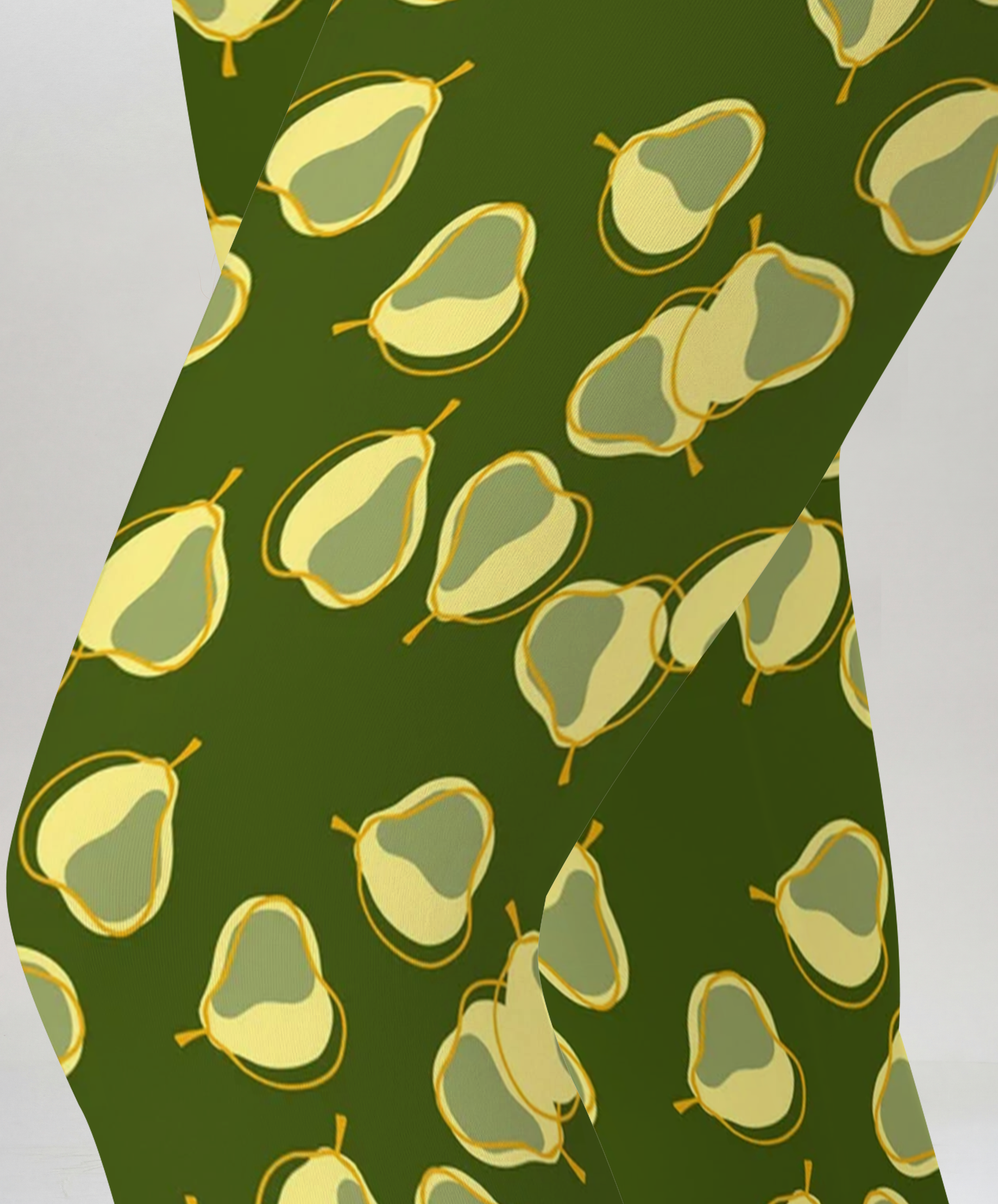 Olive Green Pear Print Leggings