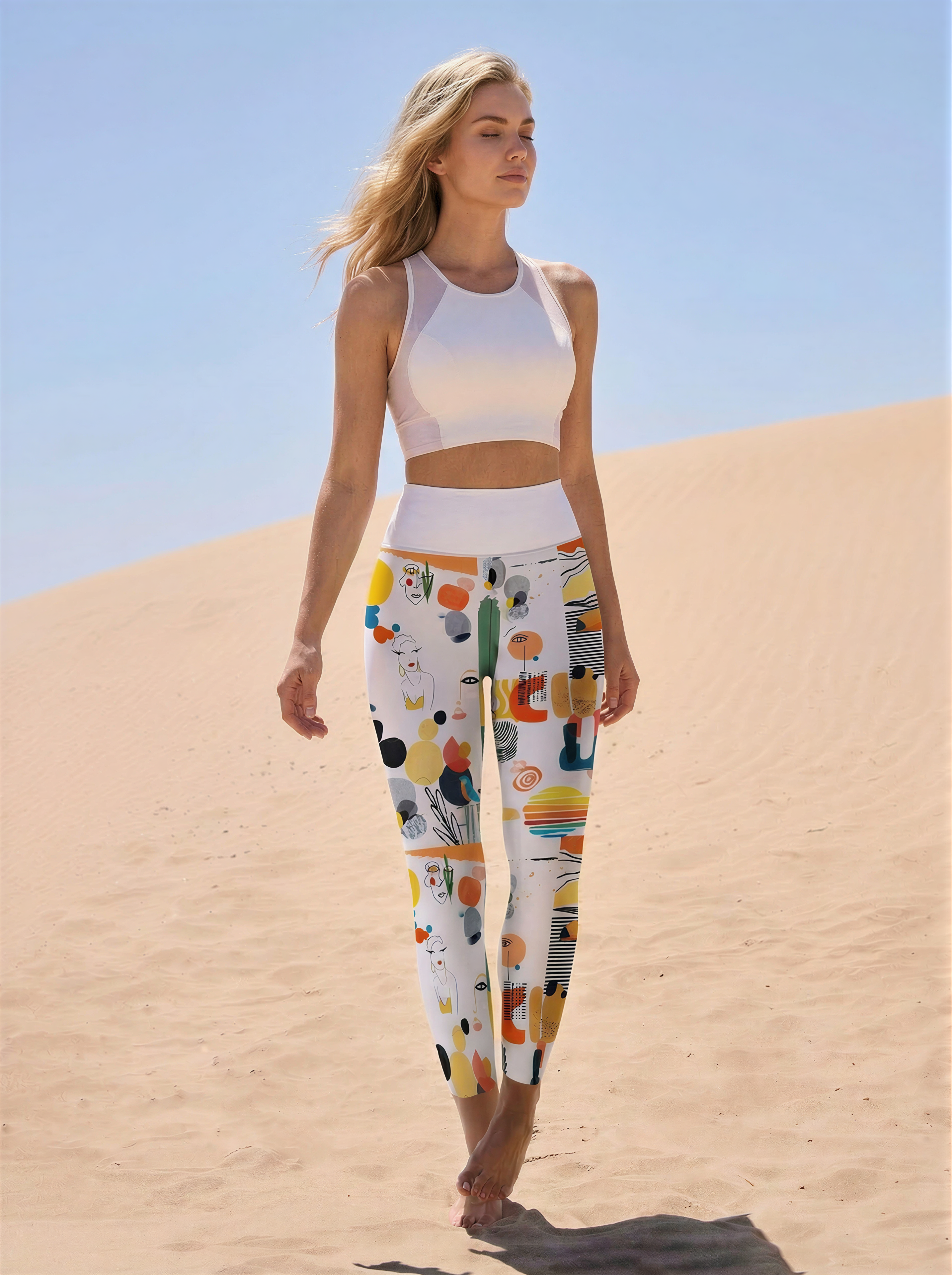 Picasso Collage Art High-Waist Yoga Leggings