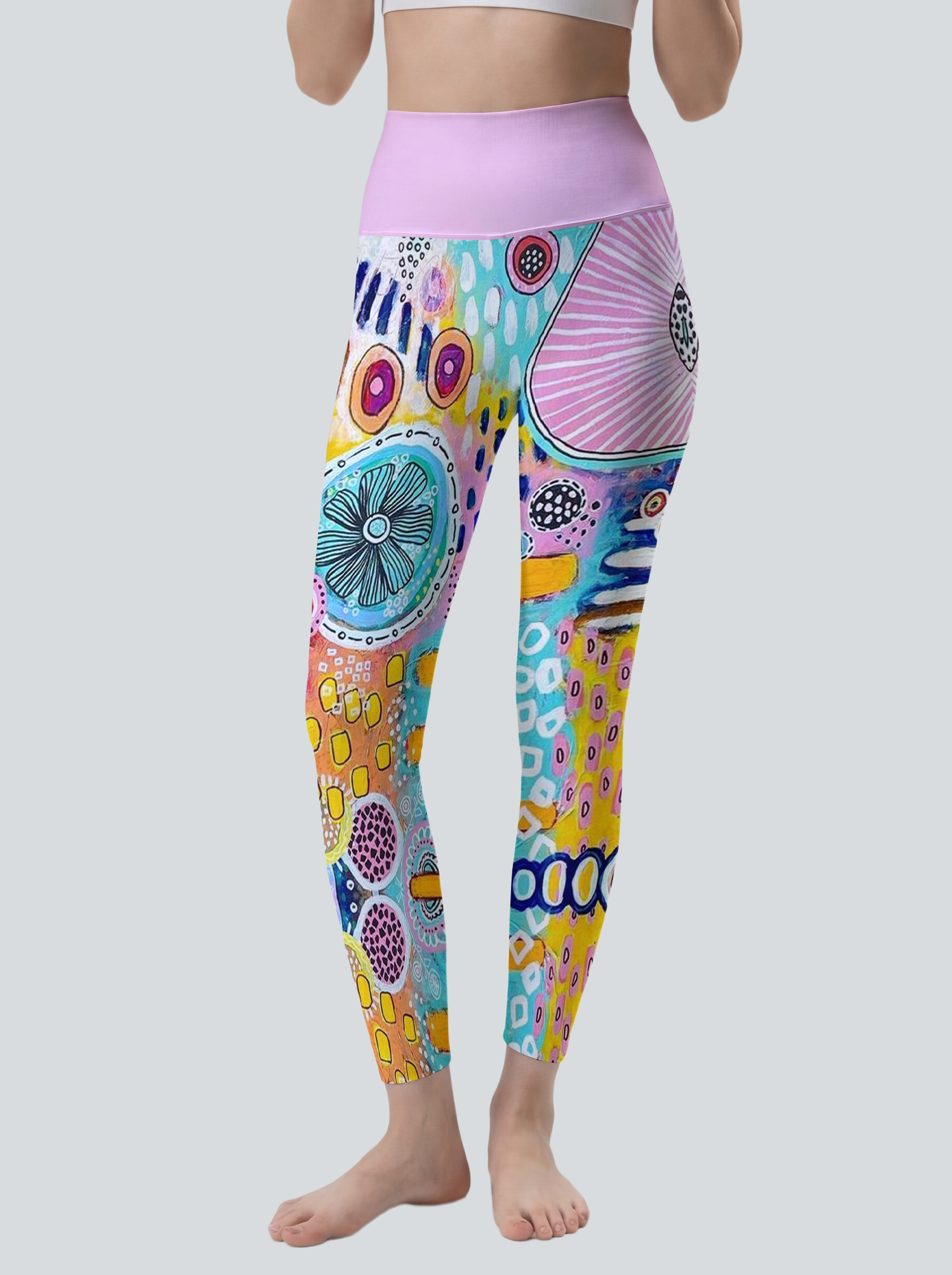 Macaron Texture Doodle High-Waist Yoga Leggings