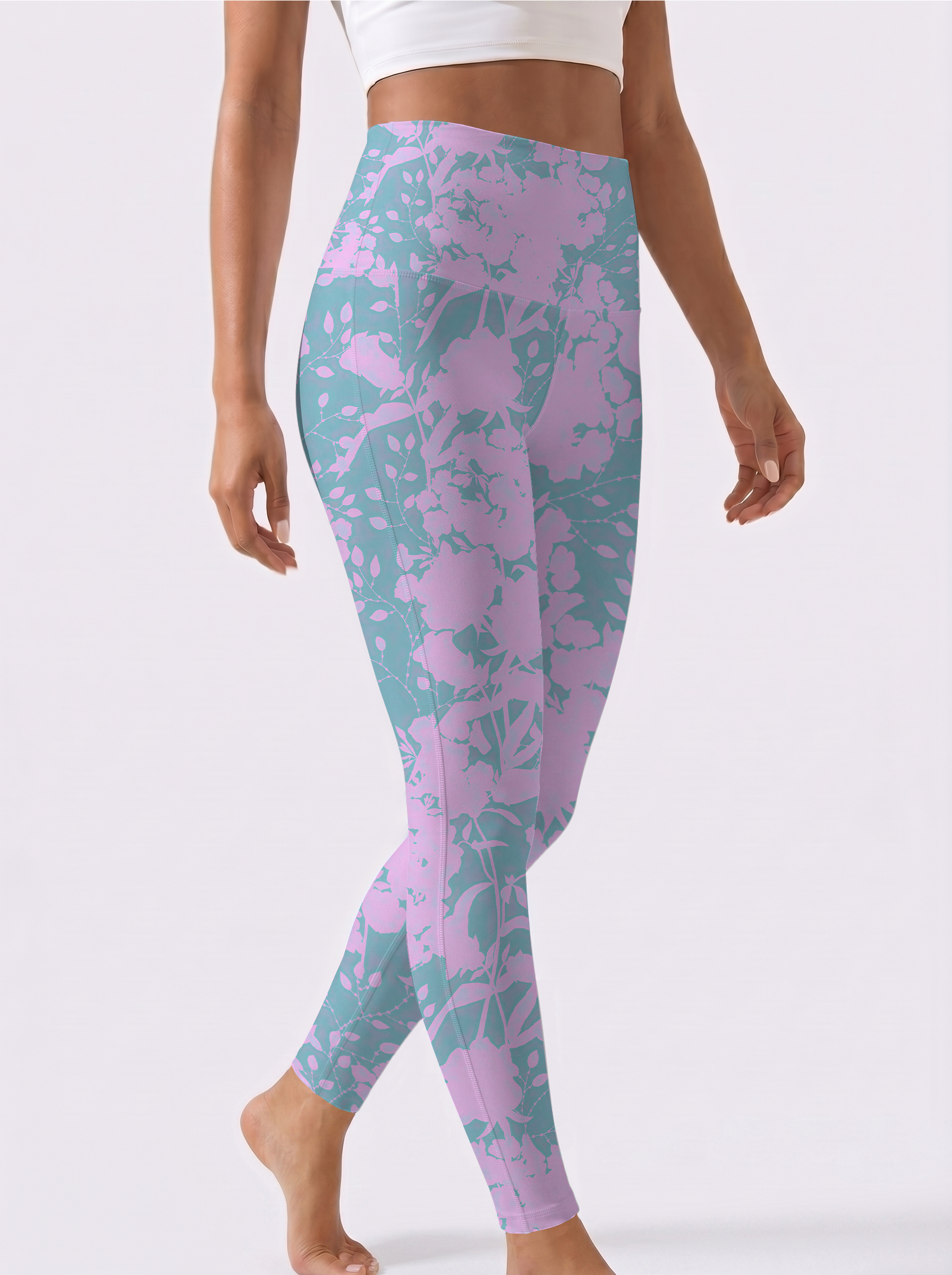 Pink & Blue Floral Gradient Leggings