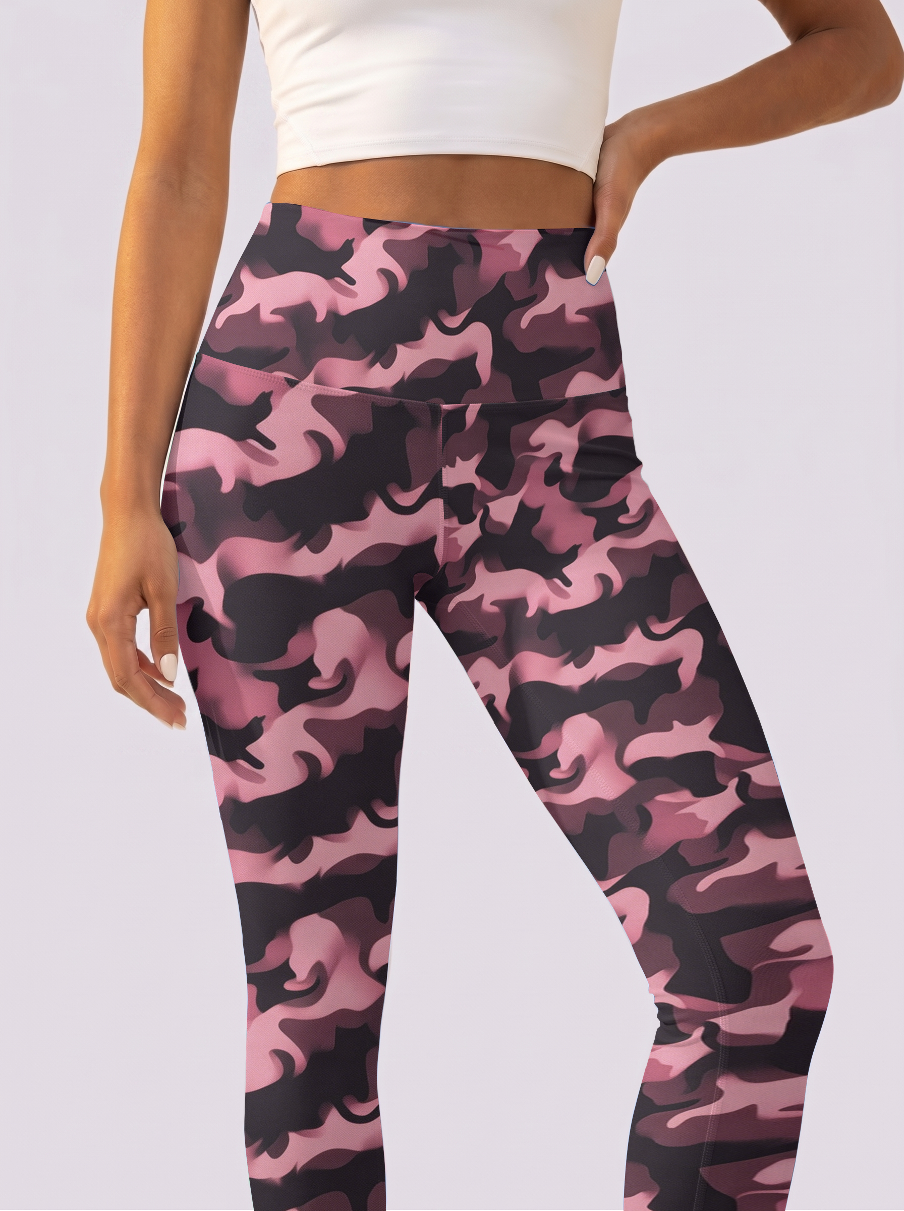 Pink Leopard-Print High-Waist Leggings