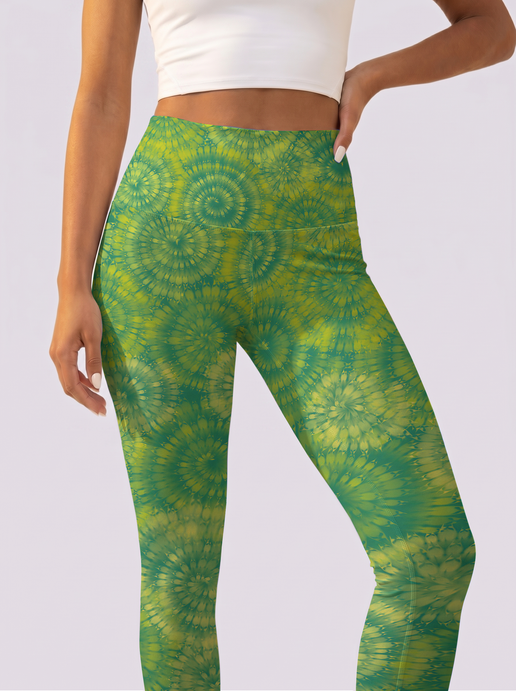 Green & Yellow Sunburst Gradient Leggings