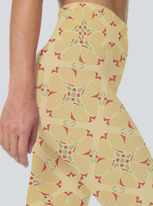 Sunny Tile Motif High-Waist Yoga Leggings