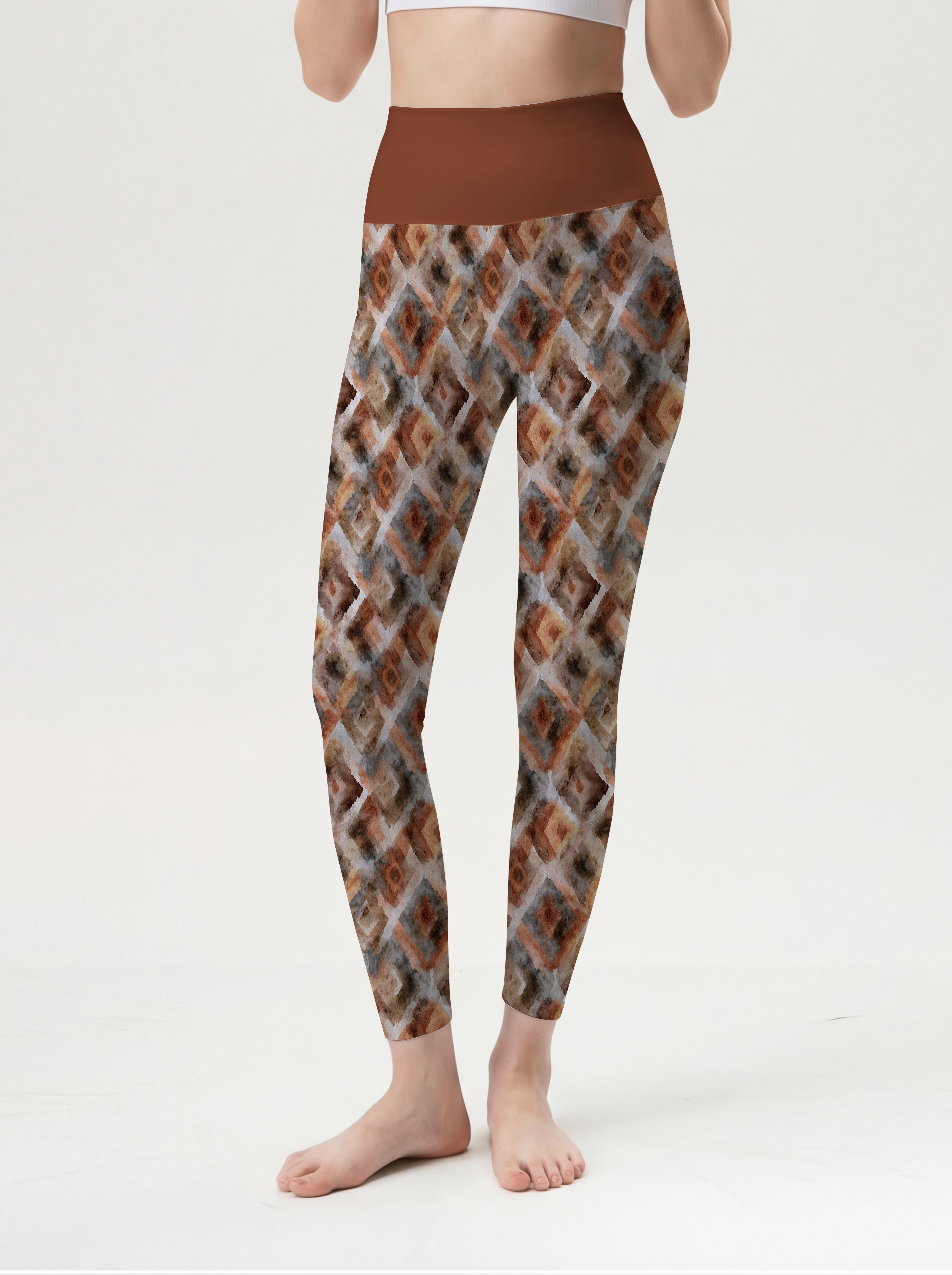Mocha Watercolor Geometric Leggings
