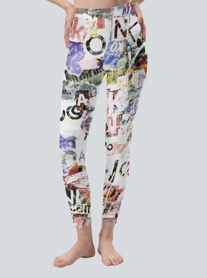Collage Art Newspaper Leggings
