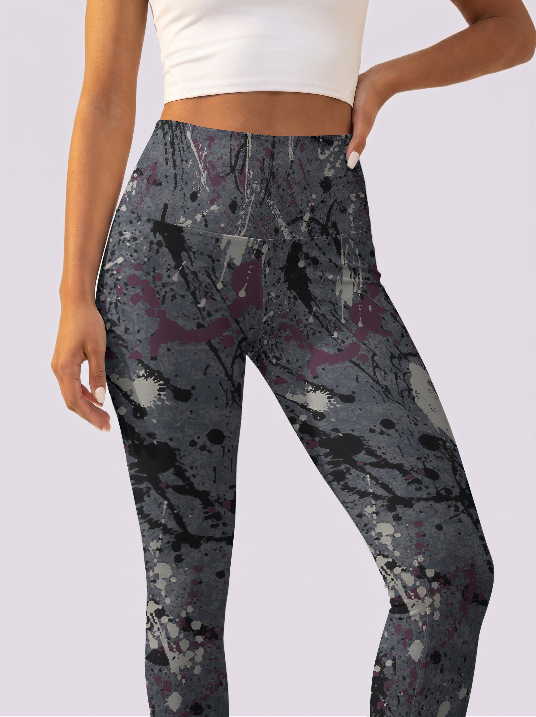 Grey Paint Splatter Leggings