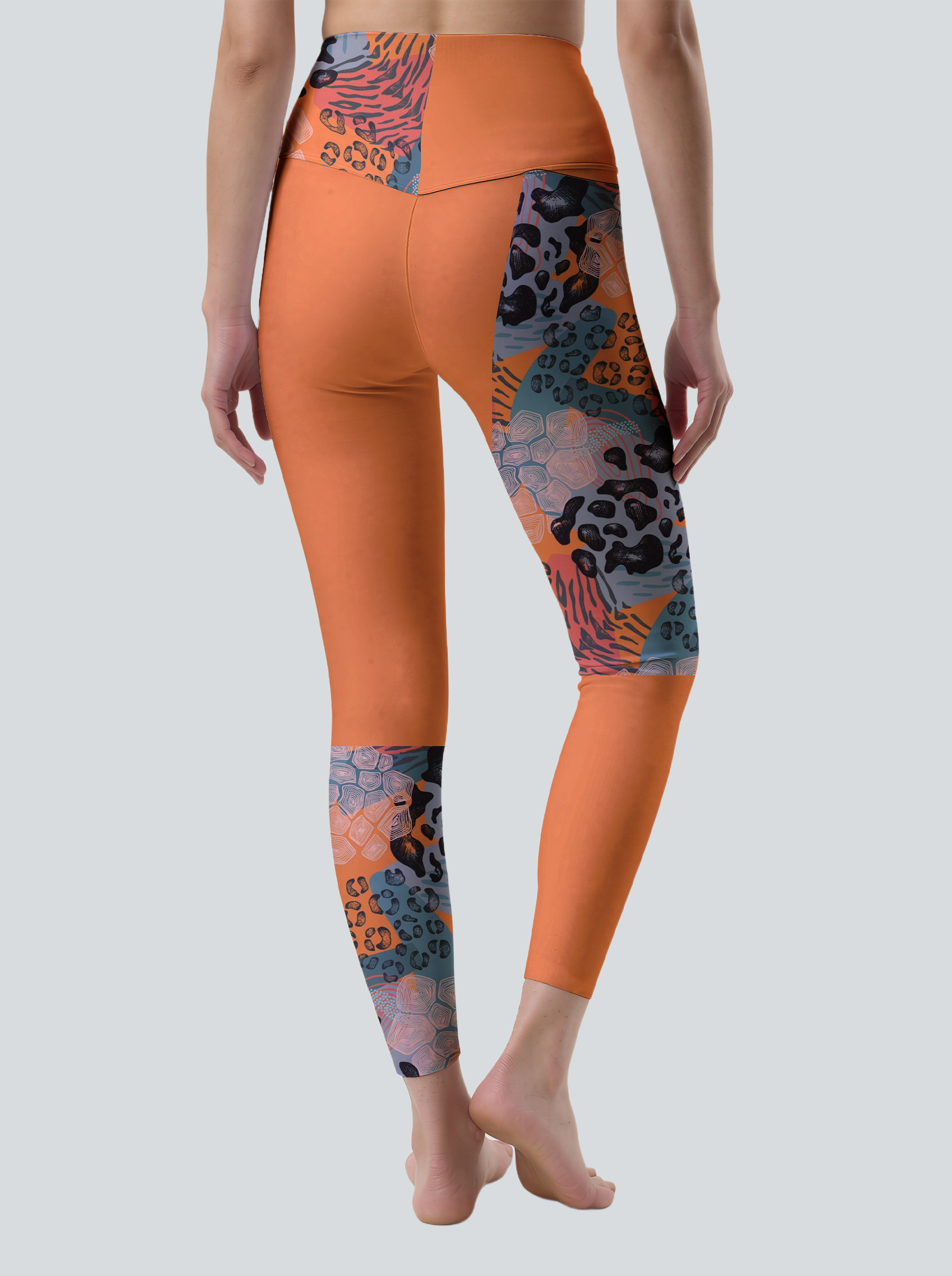 Orange Wild Patchwork Leggings