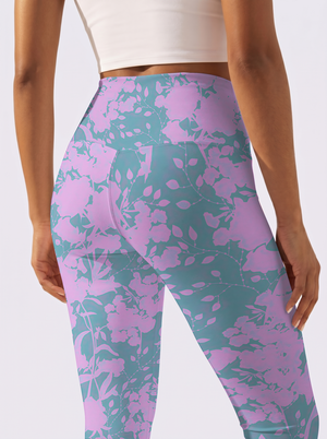 Pink & Blue Floral Gradient Leggings