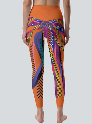 High-Waisted Retro Pop Art Energy Leggings