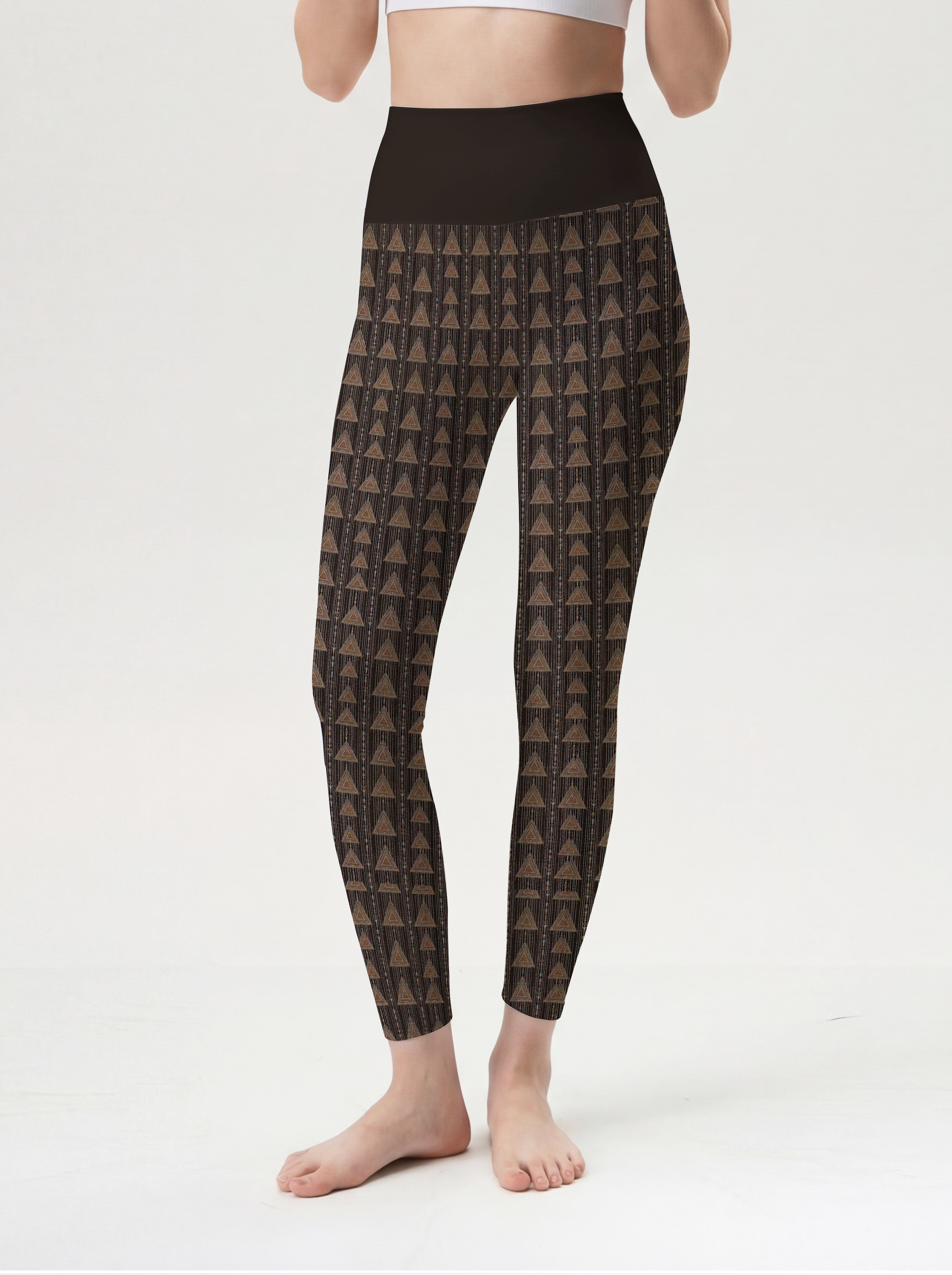 Black Gold Tribal Triangle Leggings