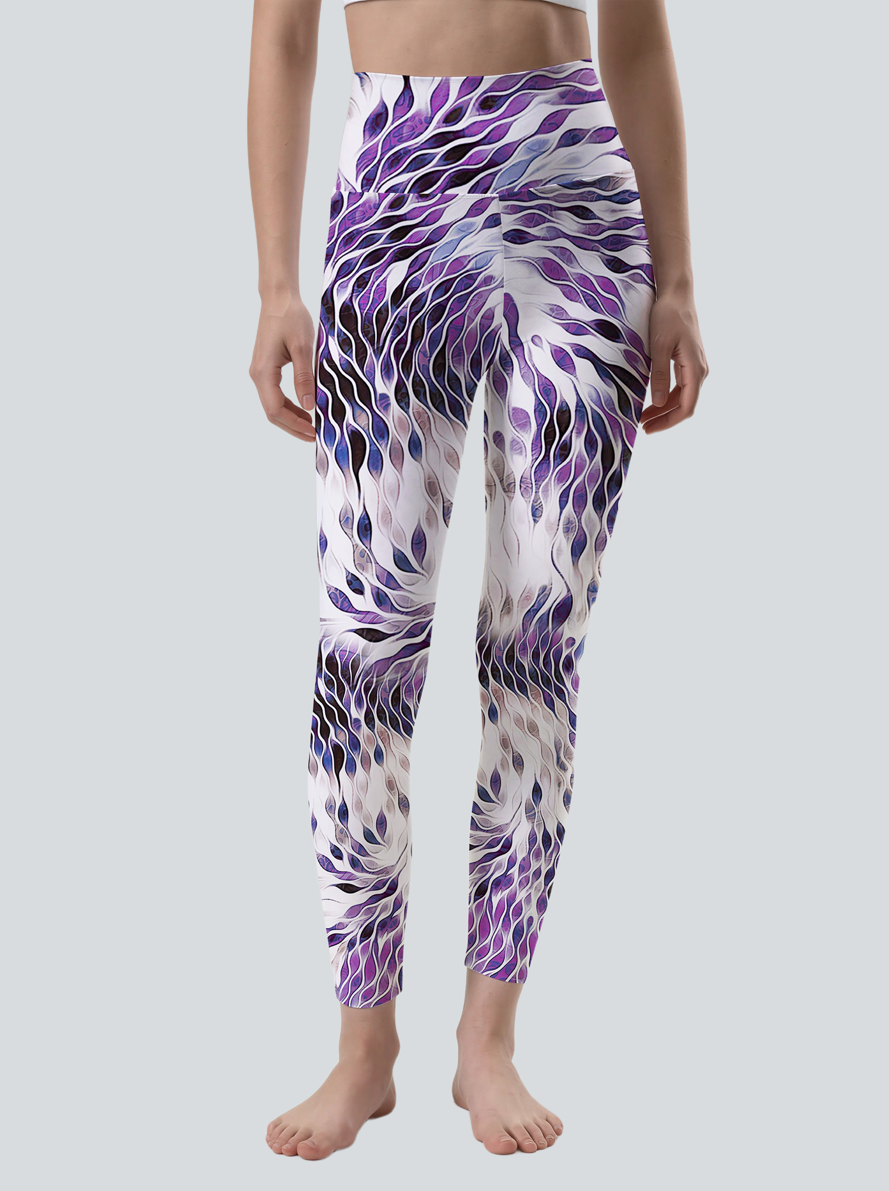 Purple Feather Flow Illusion Leggings