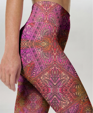 Fiery Mandala High-Waist Yoga Leggings