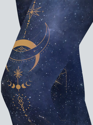 Celestial Moon Phase High-Waist Yoga Leggings