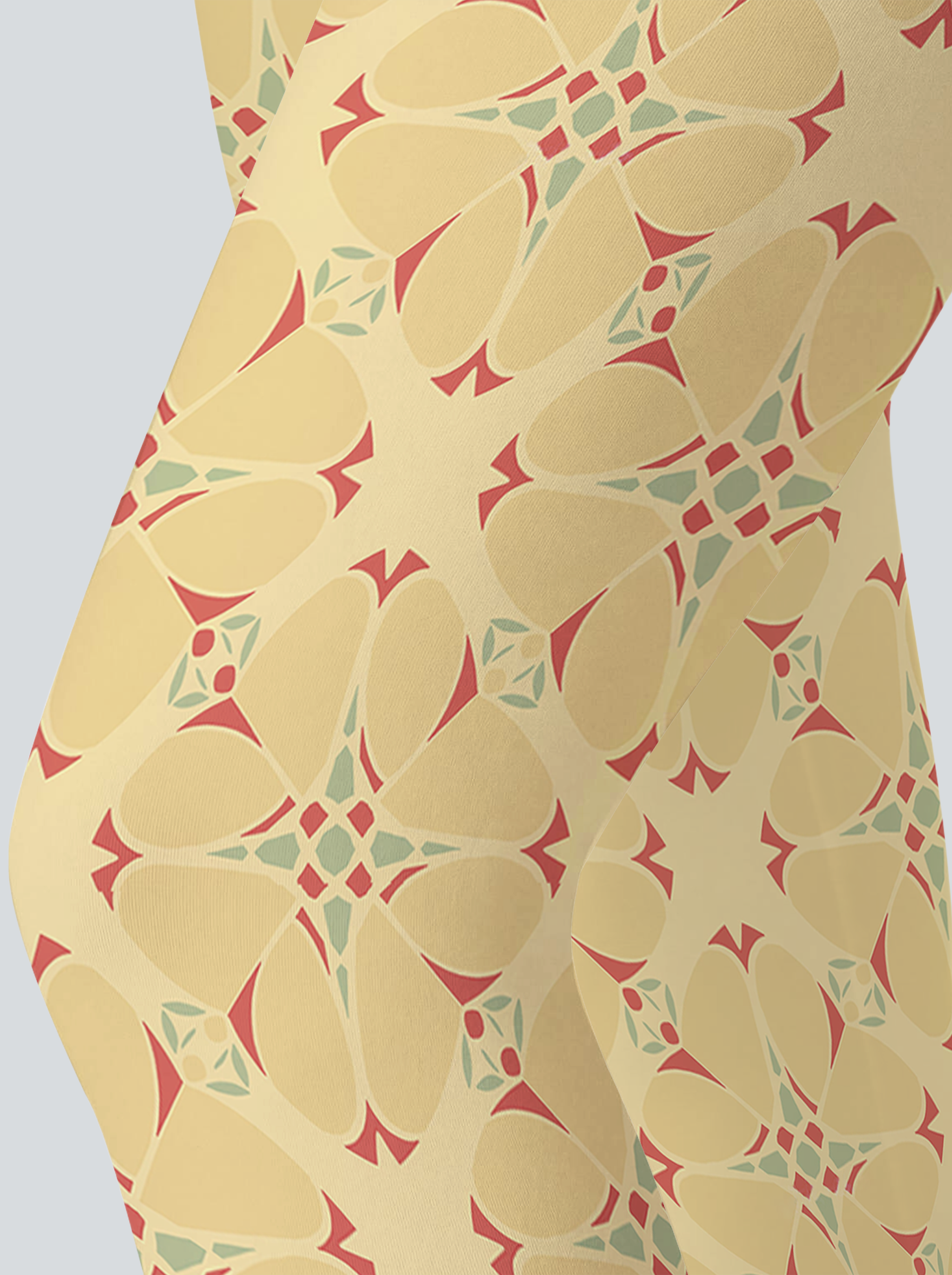 Sunny Tile Motif High-Waist Yoga Leggings