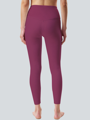 Berry Red Stitched Floral Leggings