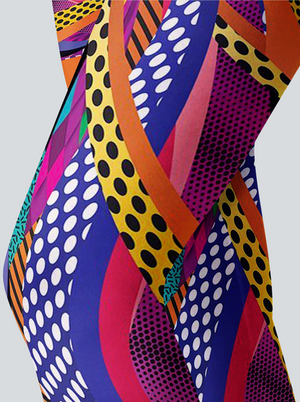 High-Waisted Retro Pop Art Energy Leggings