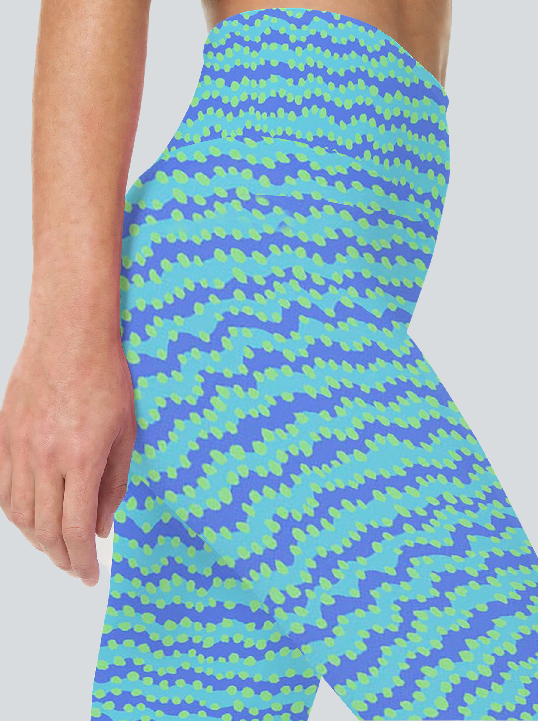 Neon Wave Dot High-Waist Yoga Leggings