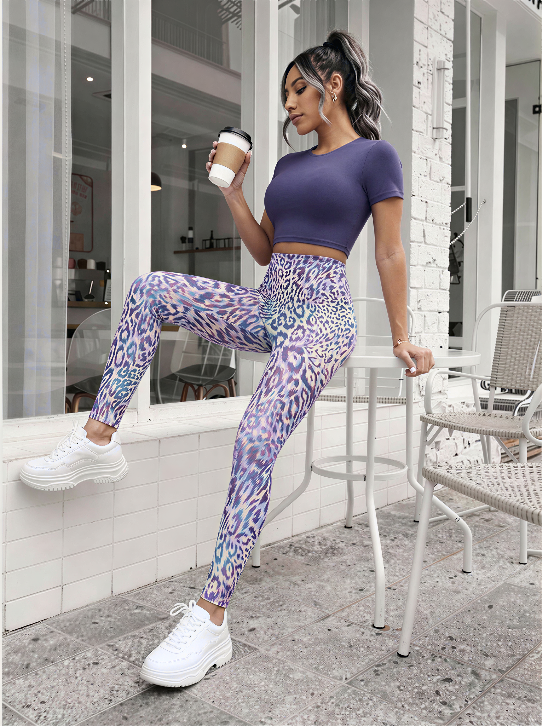 Holographic Leopard High-Waist Yoga Leggings