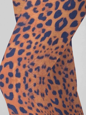 Orange Blue Leopard Print Leggings