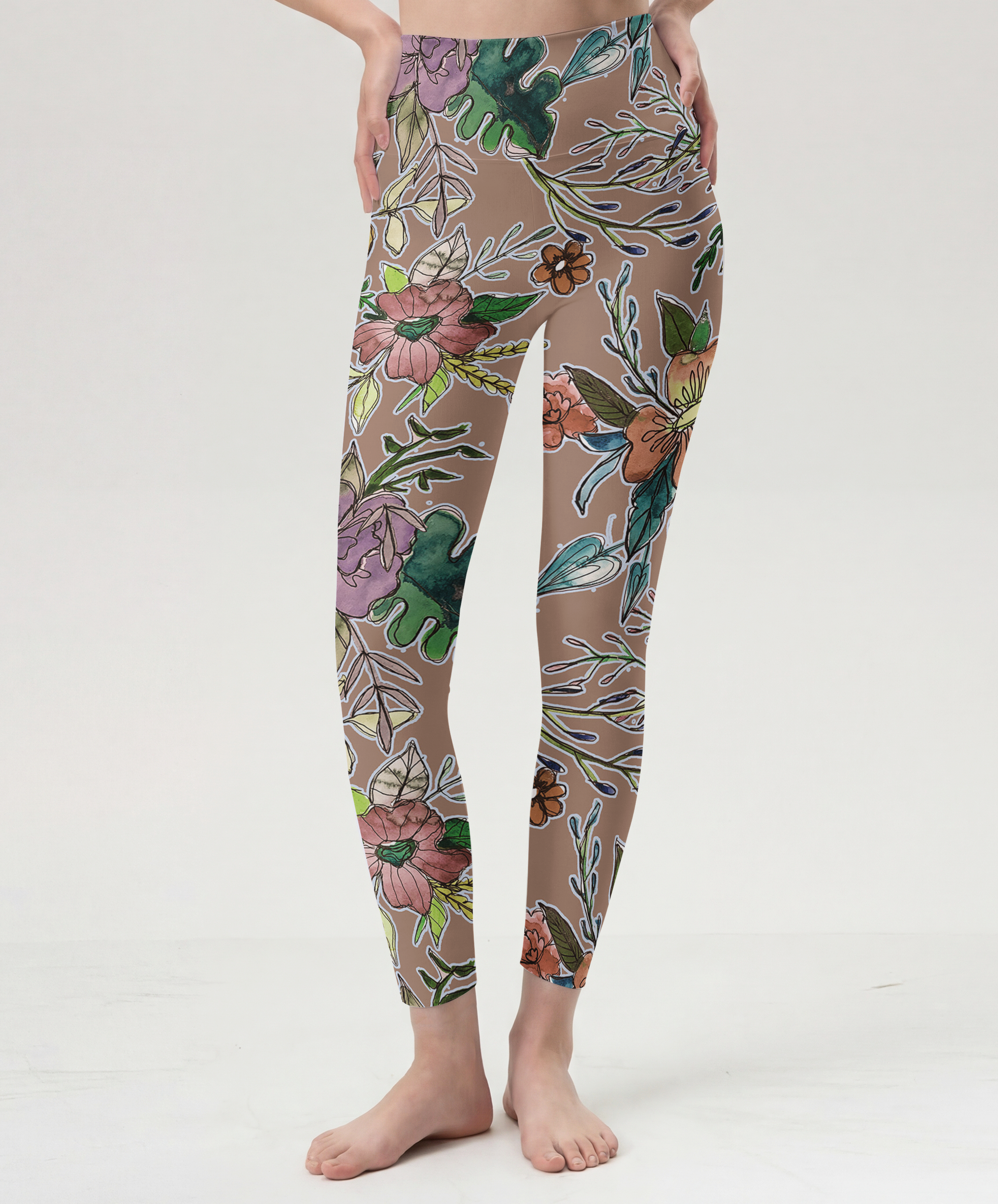 Morandi Hand-Drawn Bloom Leggings