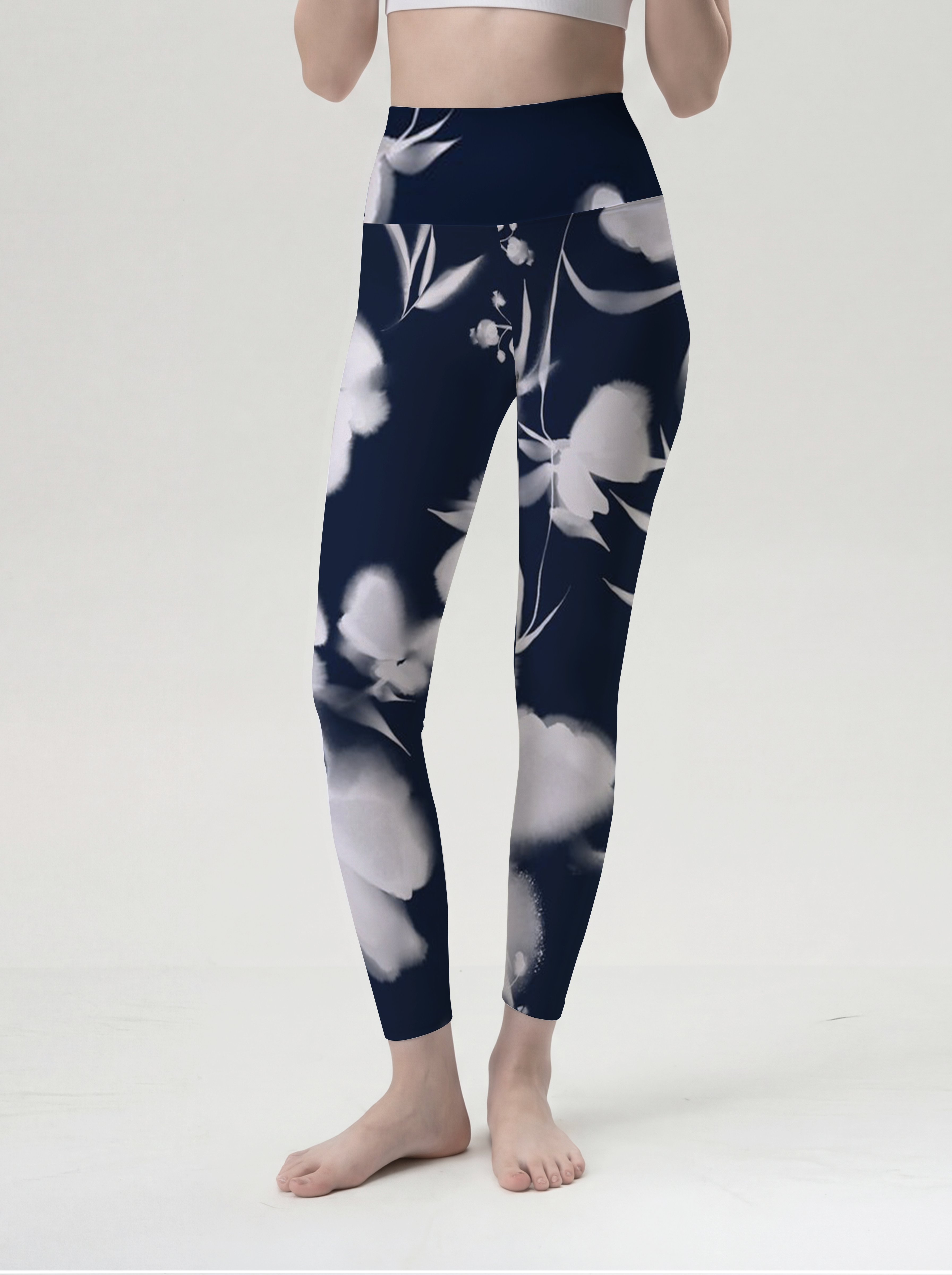 Ink Wash Floral Shadow High-Waist Yoga Leggings