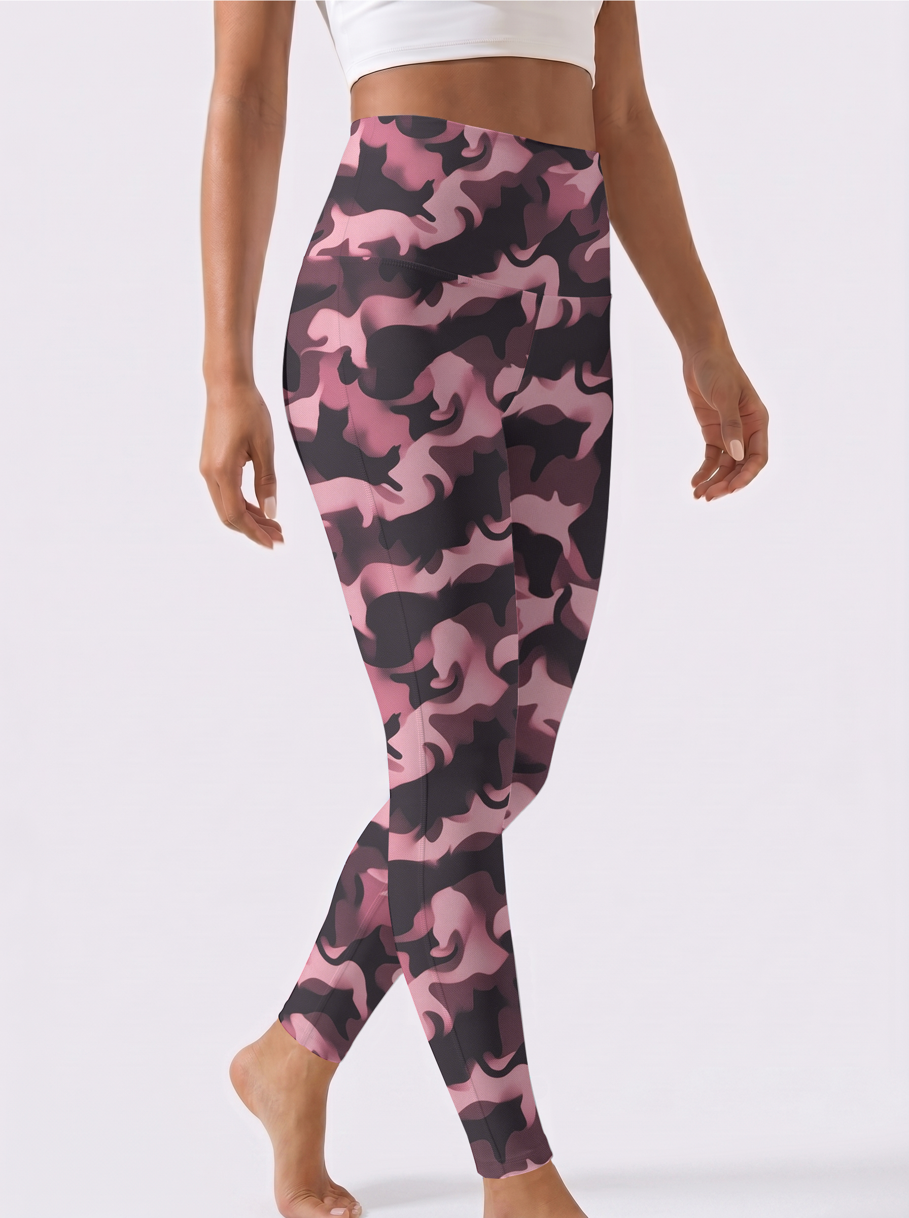 Pink Leopard-Print High-Waist Leggings