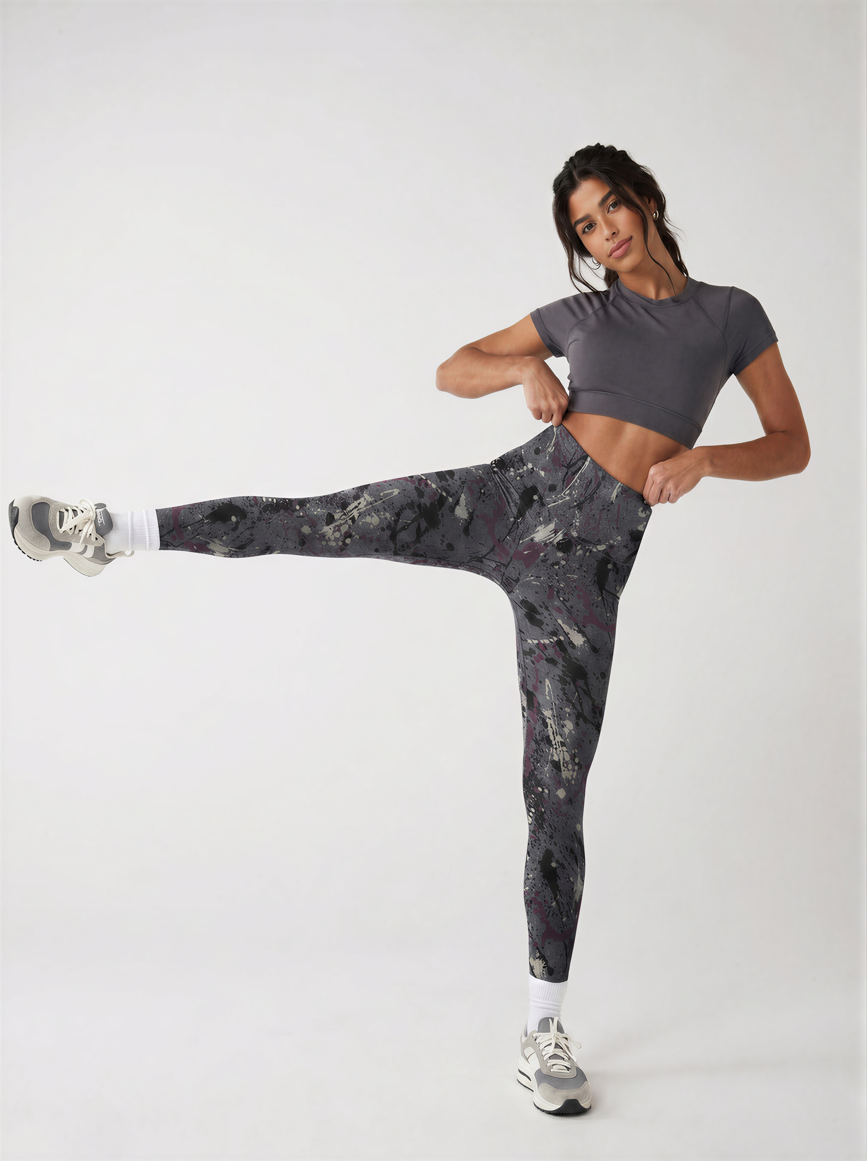 Grey Paint Splatter Leggings