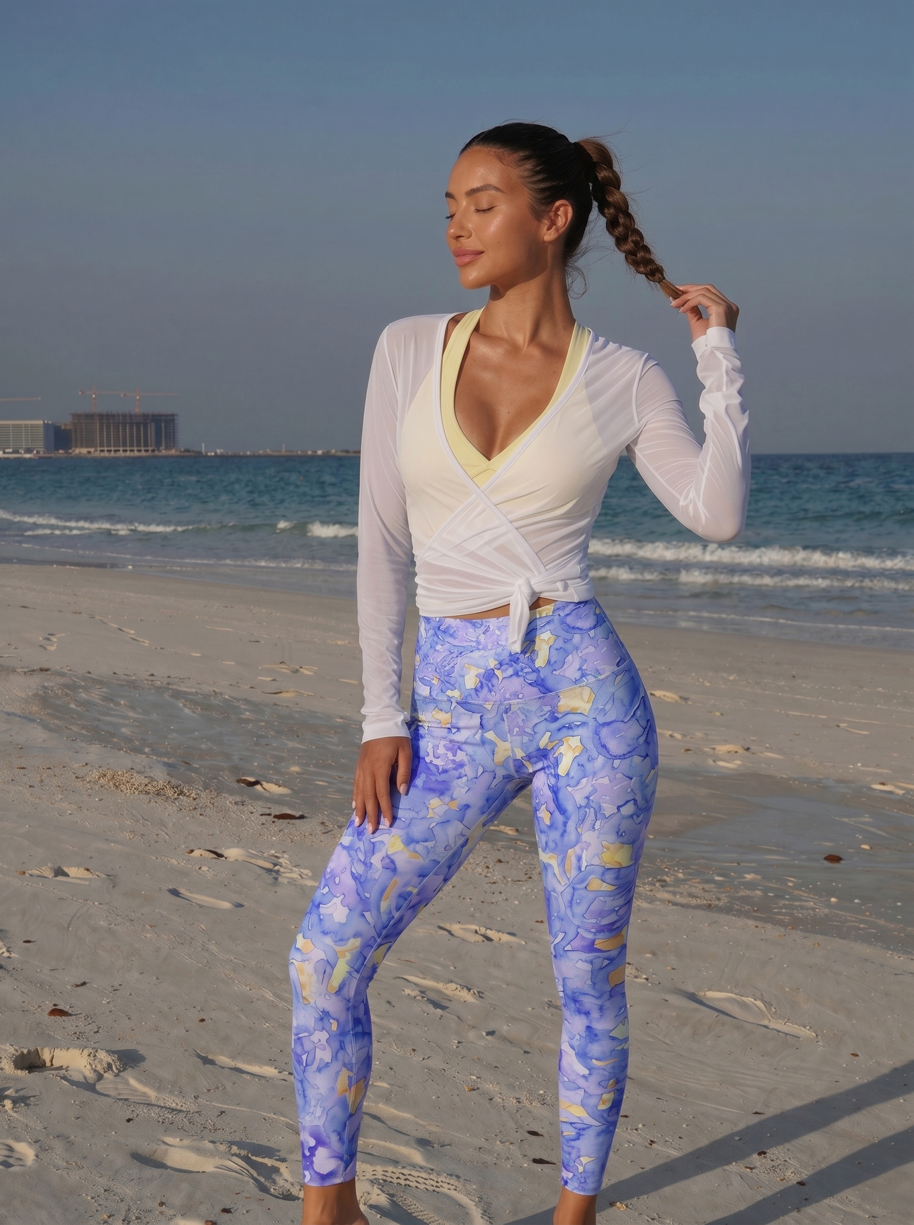 Blue & Yellow Watercolor Gradient Leggings