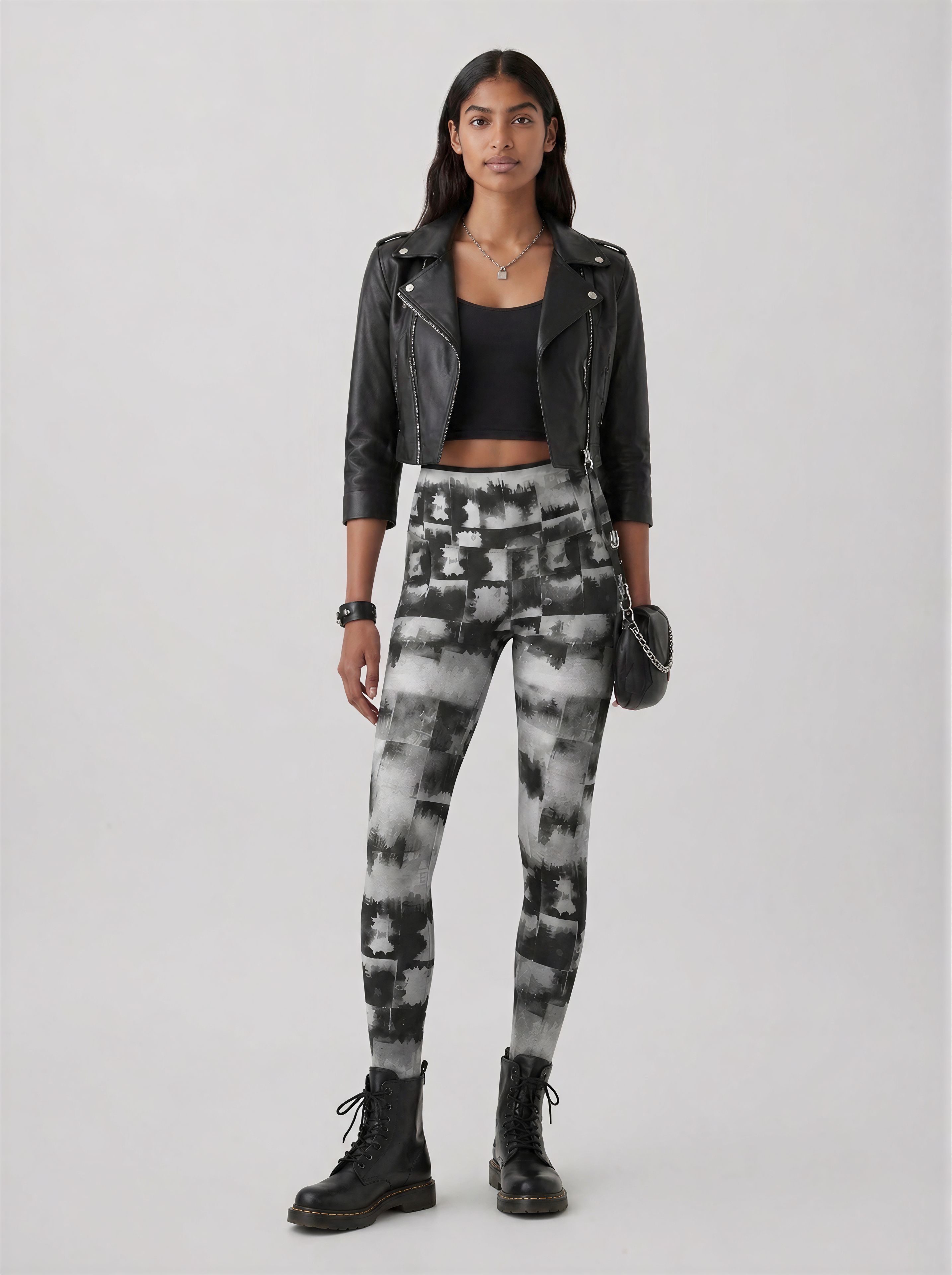 Ink Wash Checkered Leggings