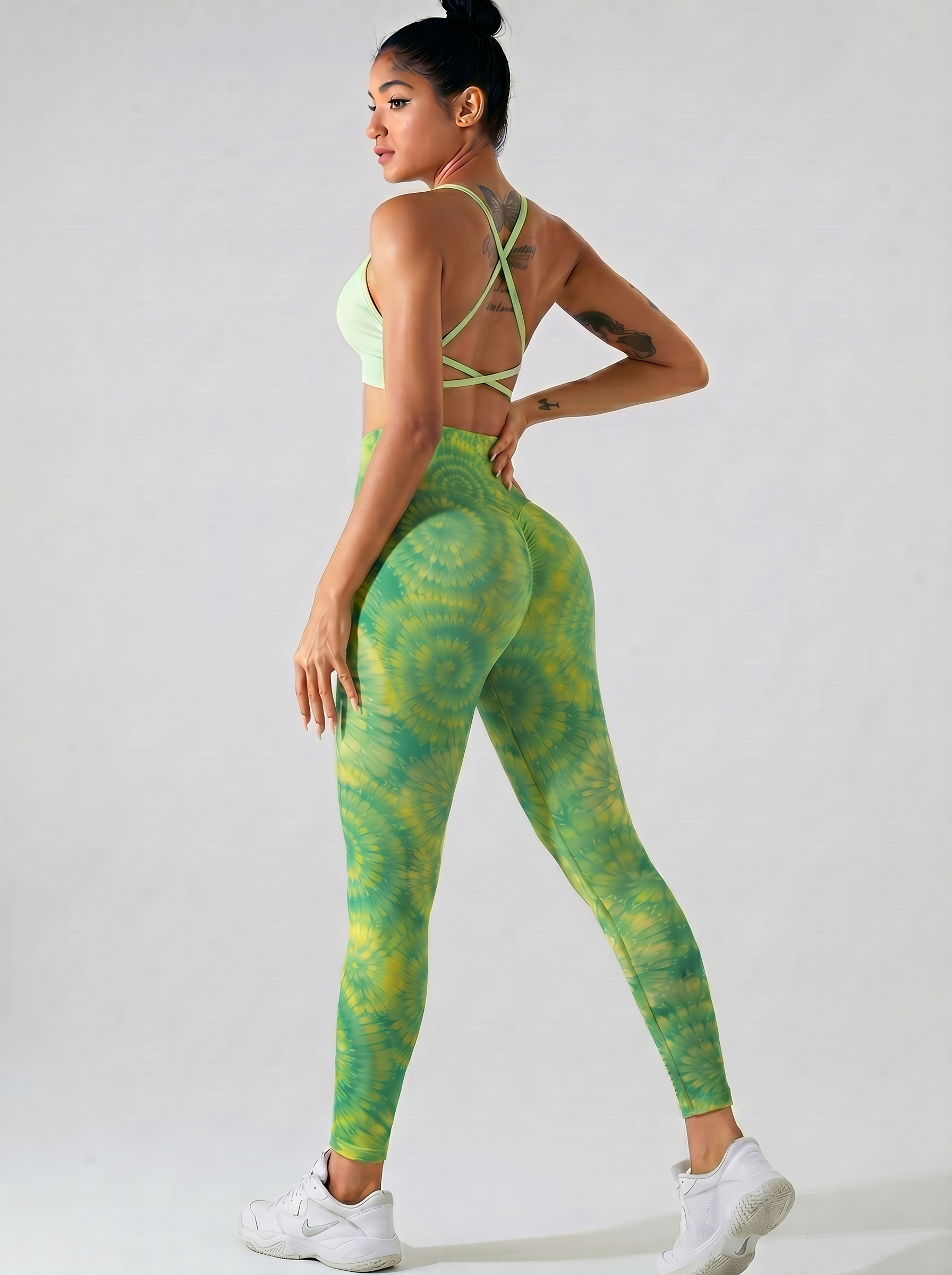 Green & Yellow Sunburst Gradient Leggings