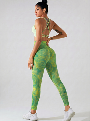 Green & Yellow Sunburst Gradient Leggings