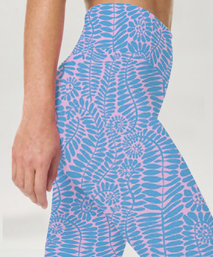 Blush Fern Frond High-Waist Yoga Leggings