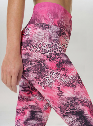 Pink Mist Wild Print Patchwork Leggings