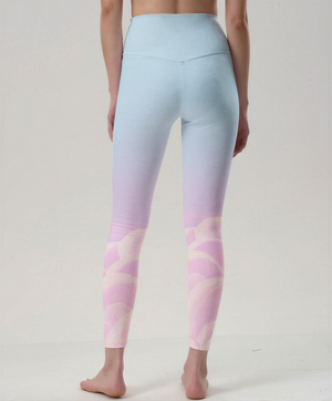 Cloudscape Pink Gradient High-Waist Yoga Leggings