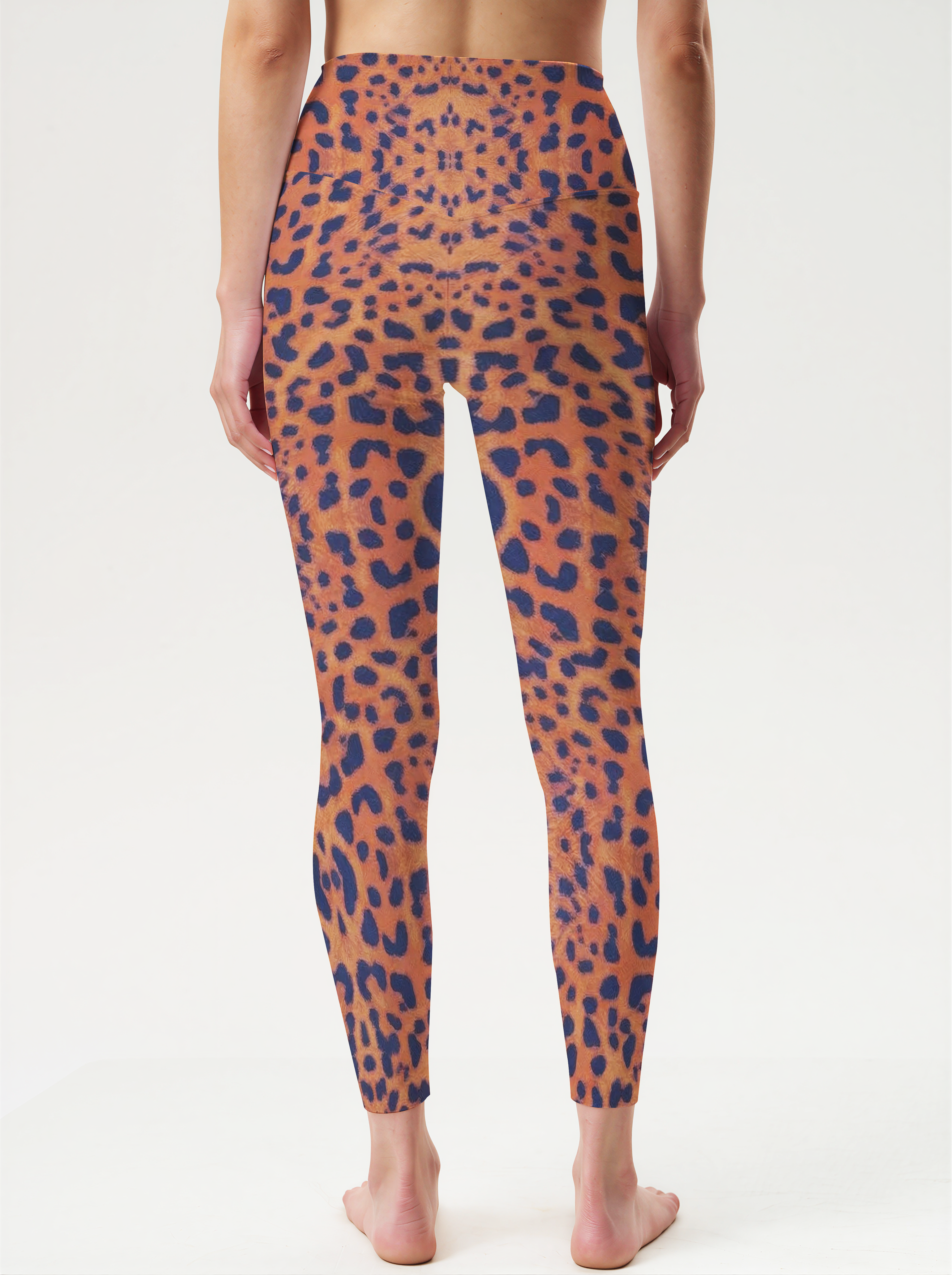 Orange Blue Leopard Print Leggings