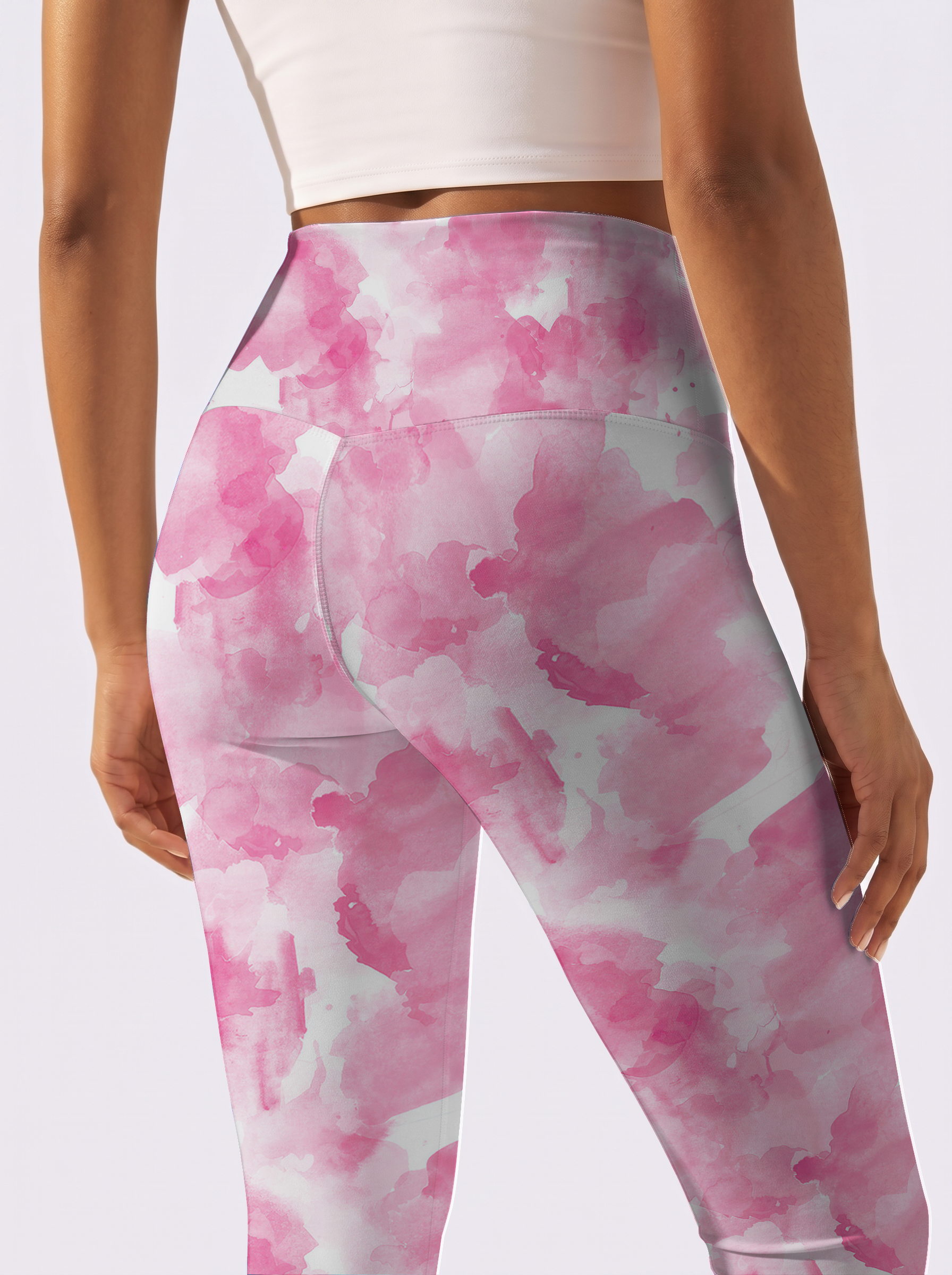 Blush Watercolor High-Waist Yoga Leggings
