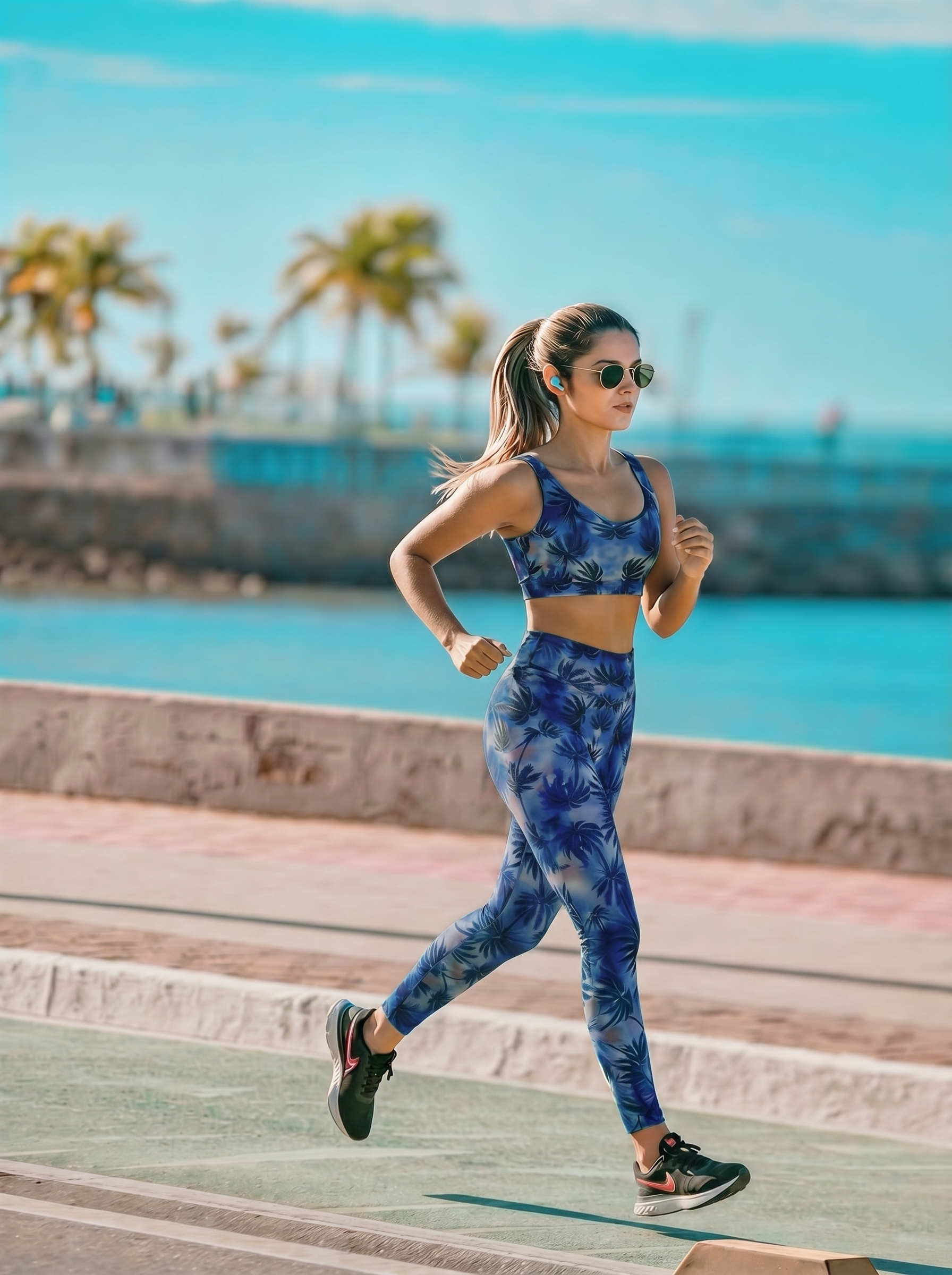 Coastal Palm High-Waist Yoga Leggings